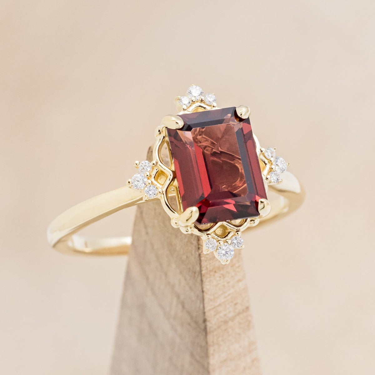 "TREVA" - EMERALD CUT ENGAGEMENT RING WITH DIAMOND ACCENTS-1