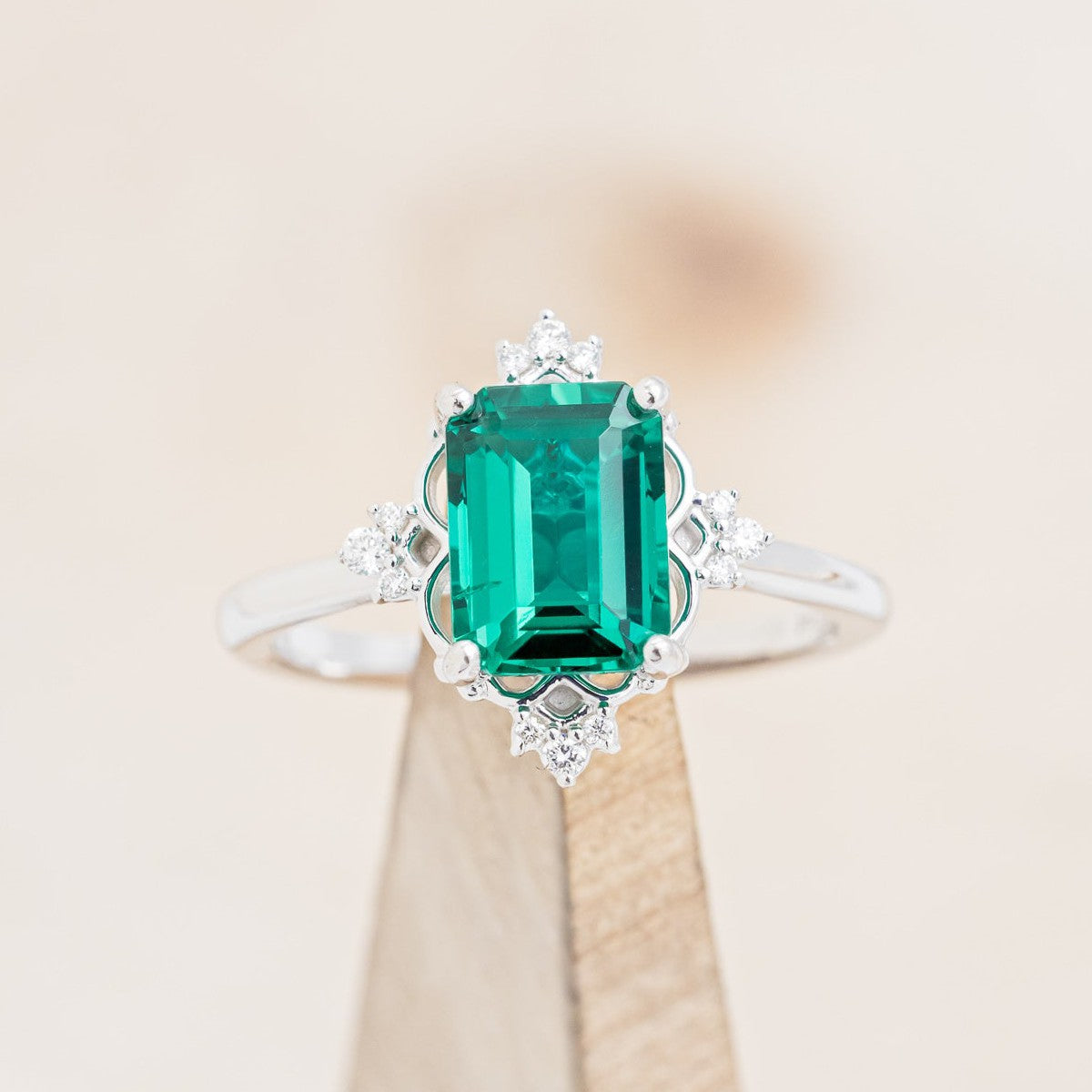 "TREVA" - EMERALD CUT ENGAGEMENT RING WITH DIAMOND ACCENTS-3