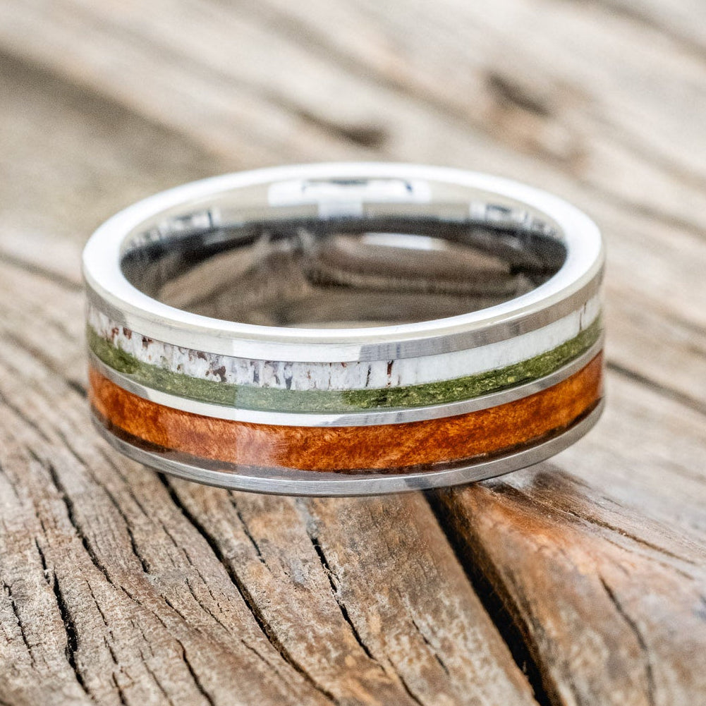 "DYAD" - REDWOOD, ANTLER & MOSS WEDDING BAND-6