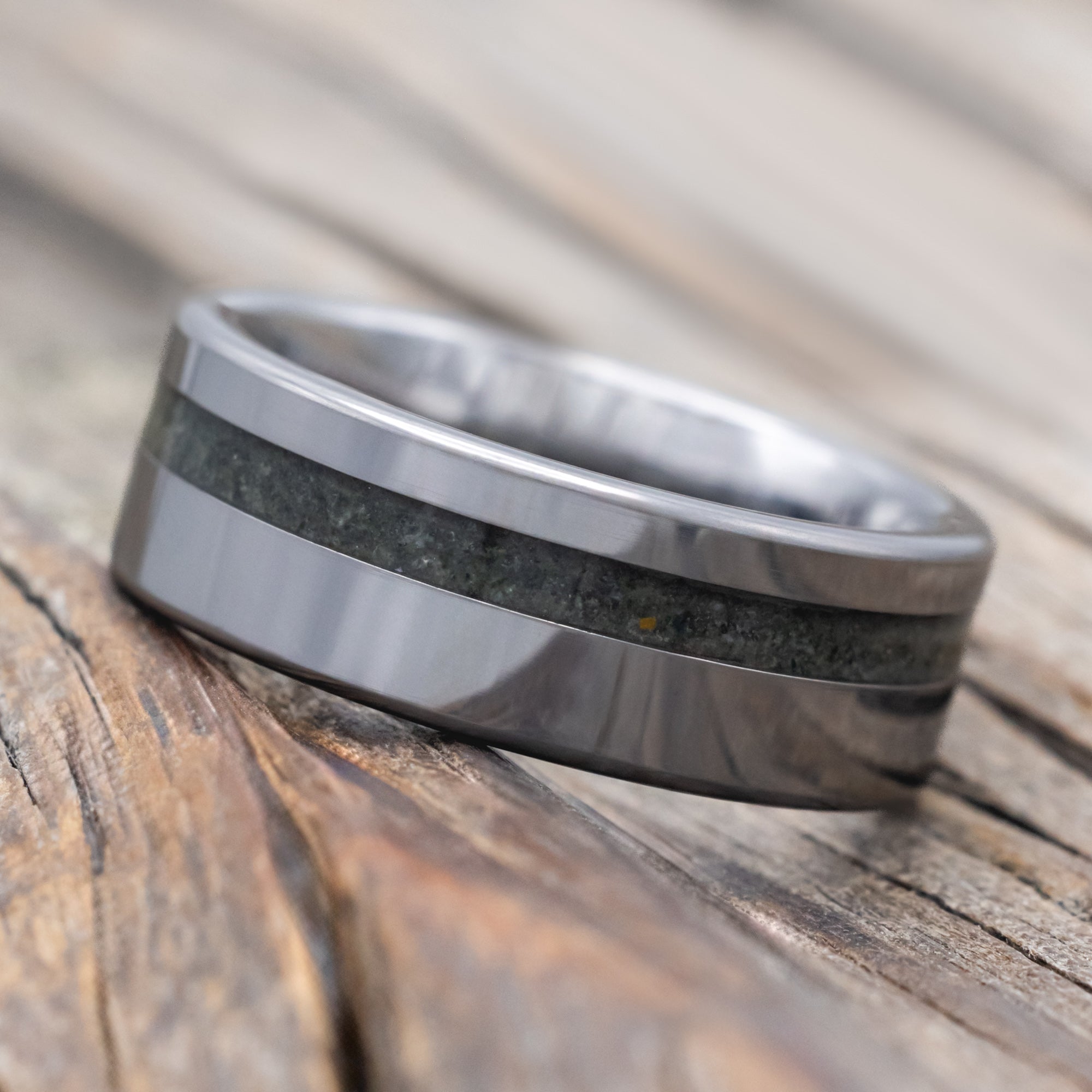 "VERTIGO" - MOSS AGATE WEDDING BAND-Staghead Designs