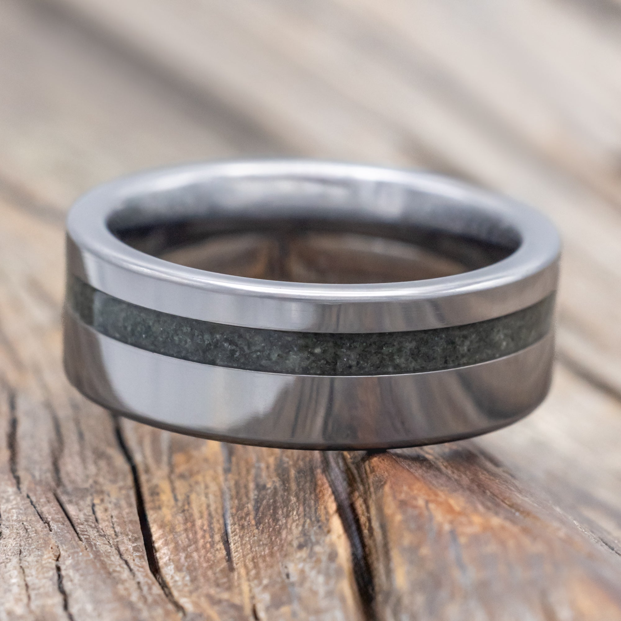 "VERTIGO" - MOSS AGATE WEDDING BAND-Staghead Designs