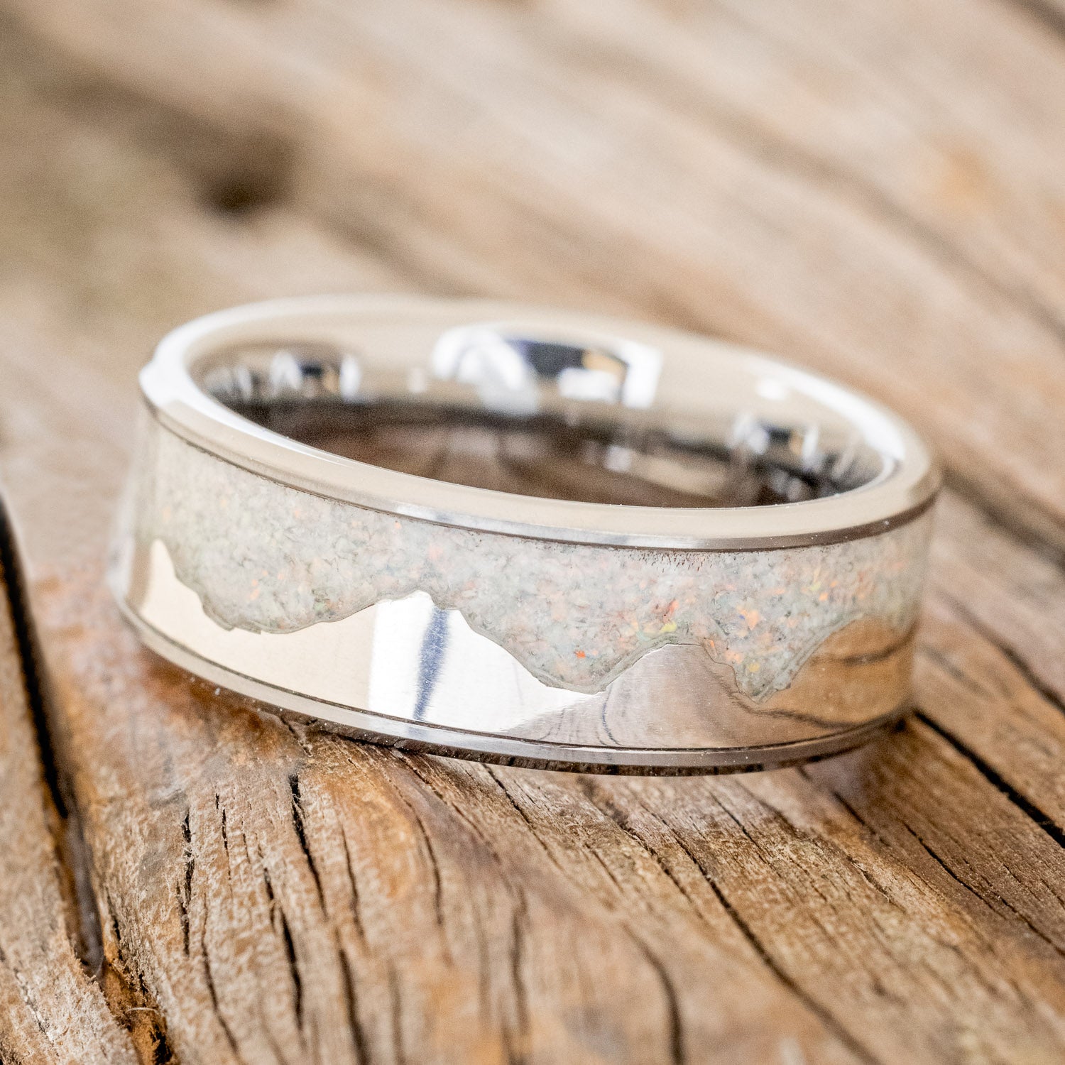 MATCHING SET OF "ZELLA" OPAL & "HELIOS" FIRE & ICE OPAL INLAY WEDDING RINGS-15