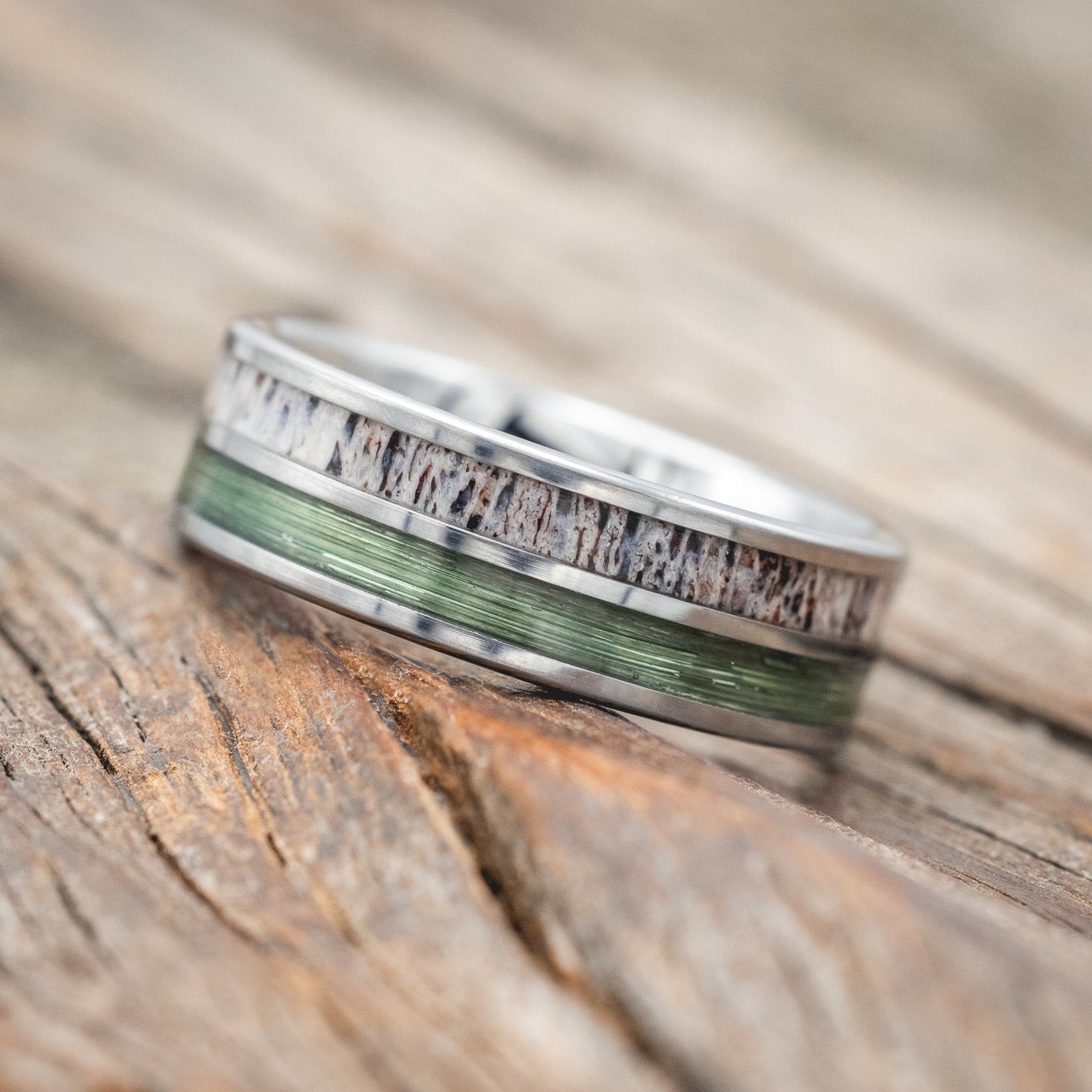 "DYAD" - ANTLER & FISHING LINE WEDDING BAND-Staghead Designs