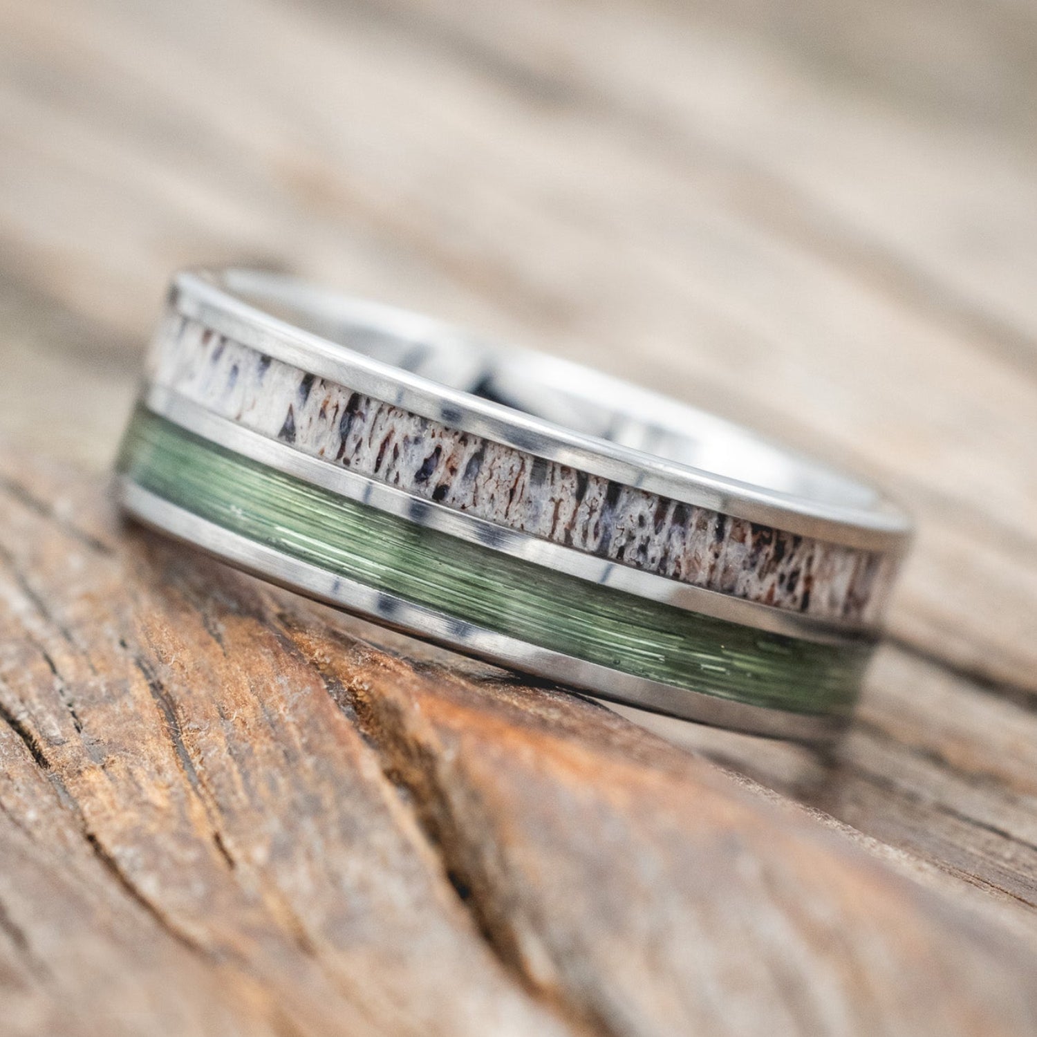 "DYAD" - ANTLER & FISHING LINE WEDDING BAND-Staghead Designs