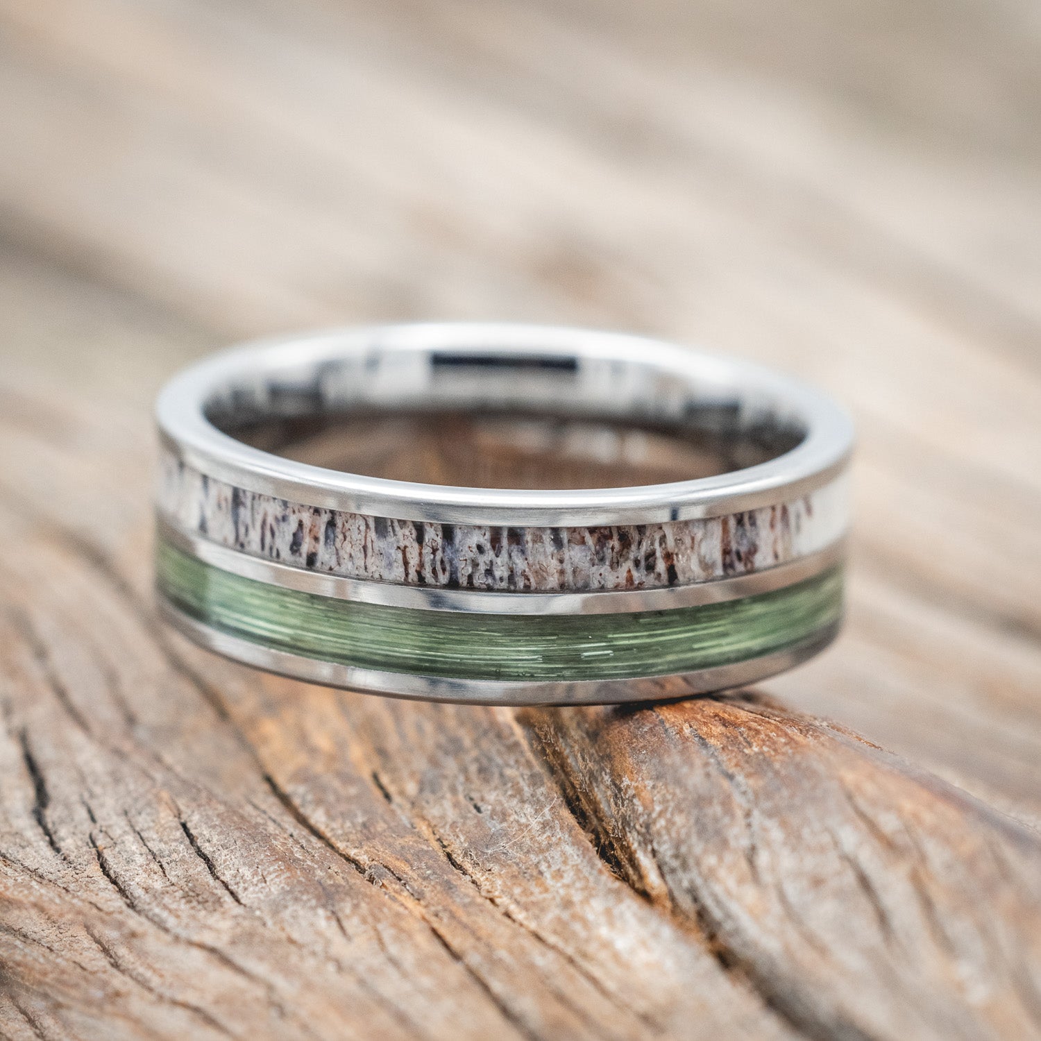 "DYAD" - ANTLER & FISHING LINE WEDDING BAND-Staghead Designs