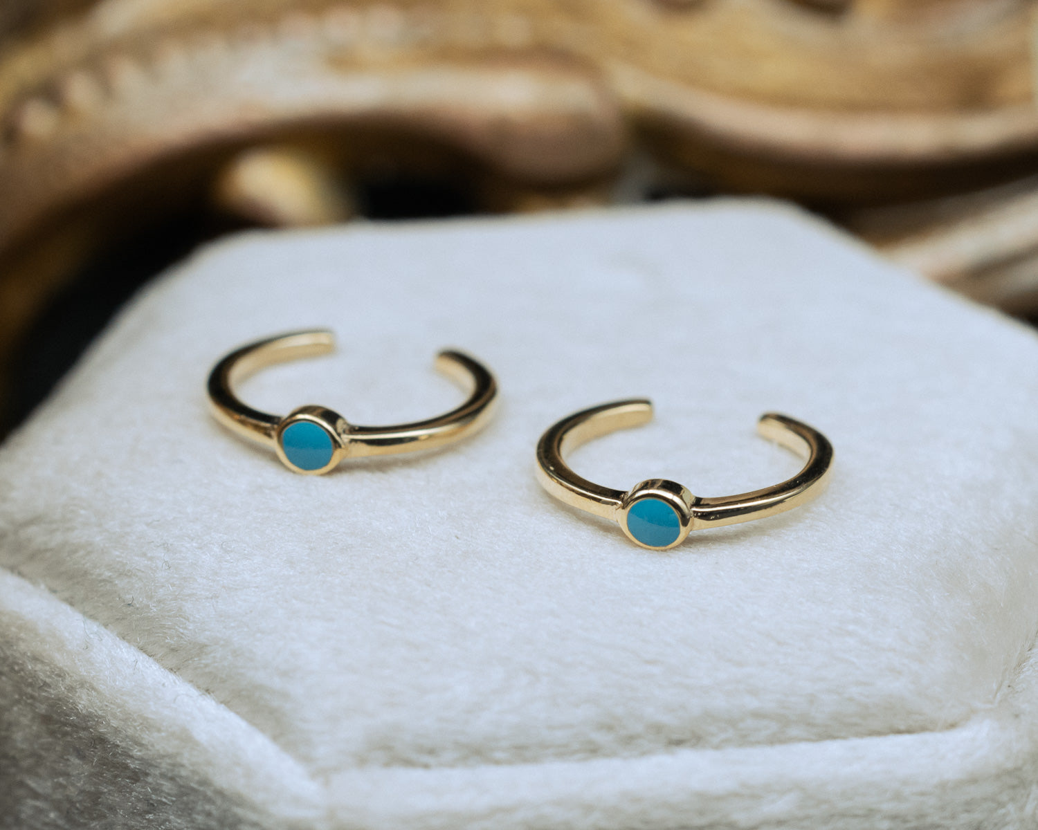 TURQUOISE ENAMEL BEZEL CUFF EARRINGS-Staghead Designs