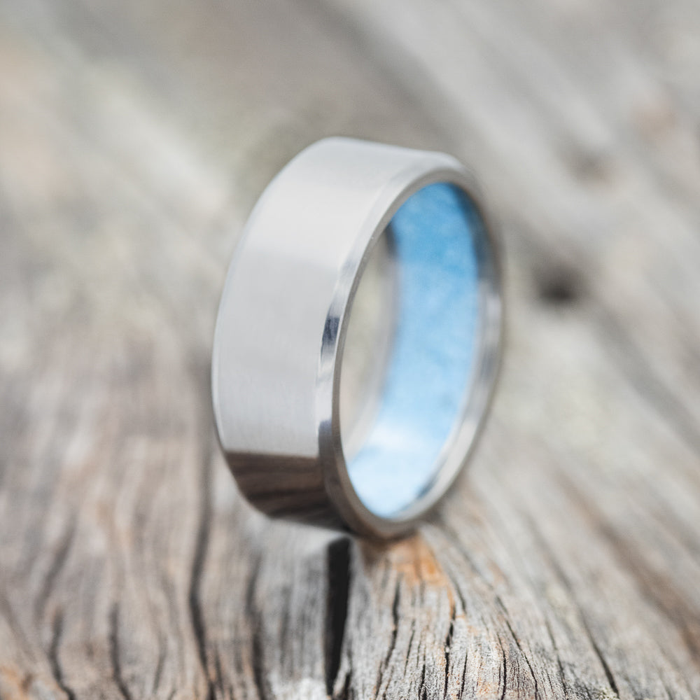 TURQUOISE LINED WEDDING BAND - READY TO SHIP-1