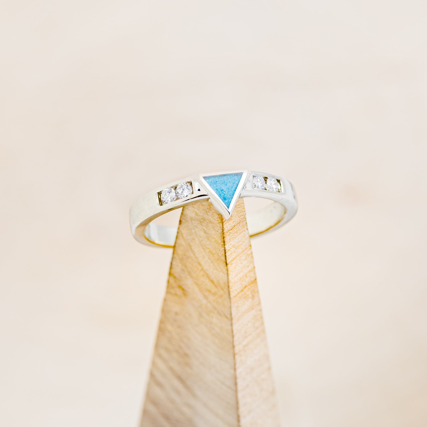 TURQUOISE TRIANGLE STACKING BAND WITH DIAMOND ACCENTS-1