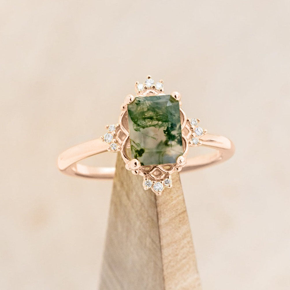 "TREVA" - EMERALD CUT ENGAGEMENT RING WITH DIAMOND ACCENTS-Staghead Designs