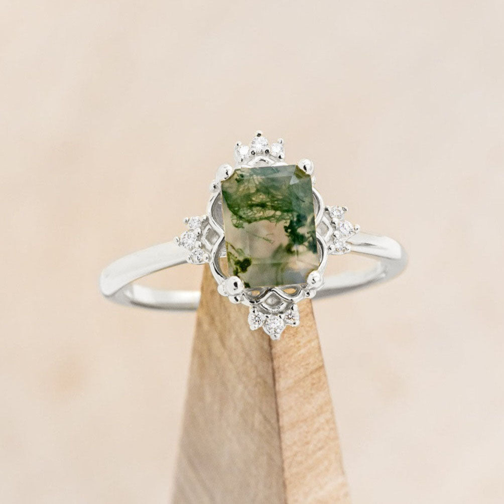 "TREVA" - EMERALD CUT ENGAGEMENT RING WITH DIAMOND ACCENTS-Staghead Designs