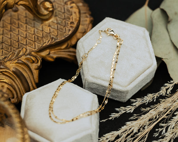 VALENTIONO & HAMMERED FORZENTINA LAYERED BRACELET IN 14K YELLOW GOLD-1