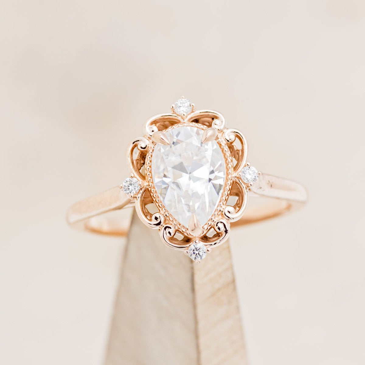 "VERA" - PEAR-SHAPED MOISSANITE ENGAGEMENT RING WITH DIAMOND ACCENTS-1