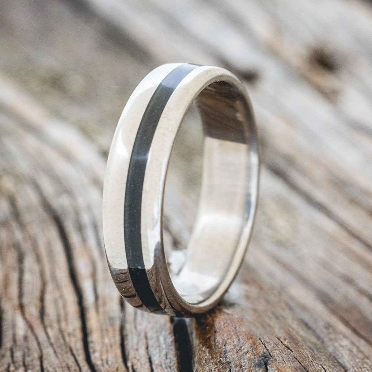 "VERTIGO" - CHARRED WHISKEY BARREL OAK WEDDING BAND-1