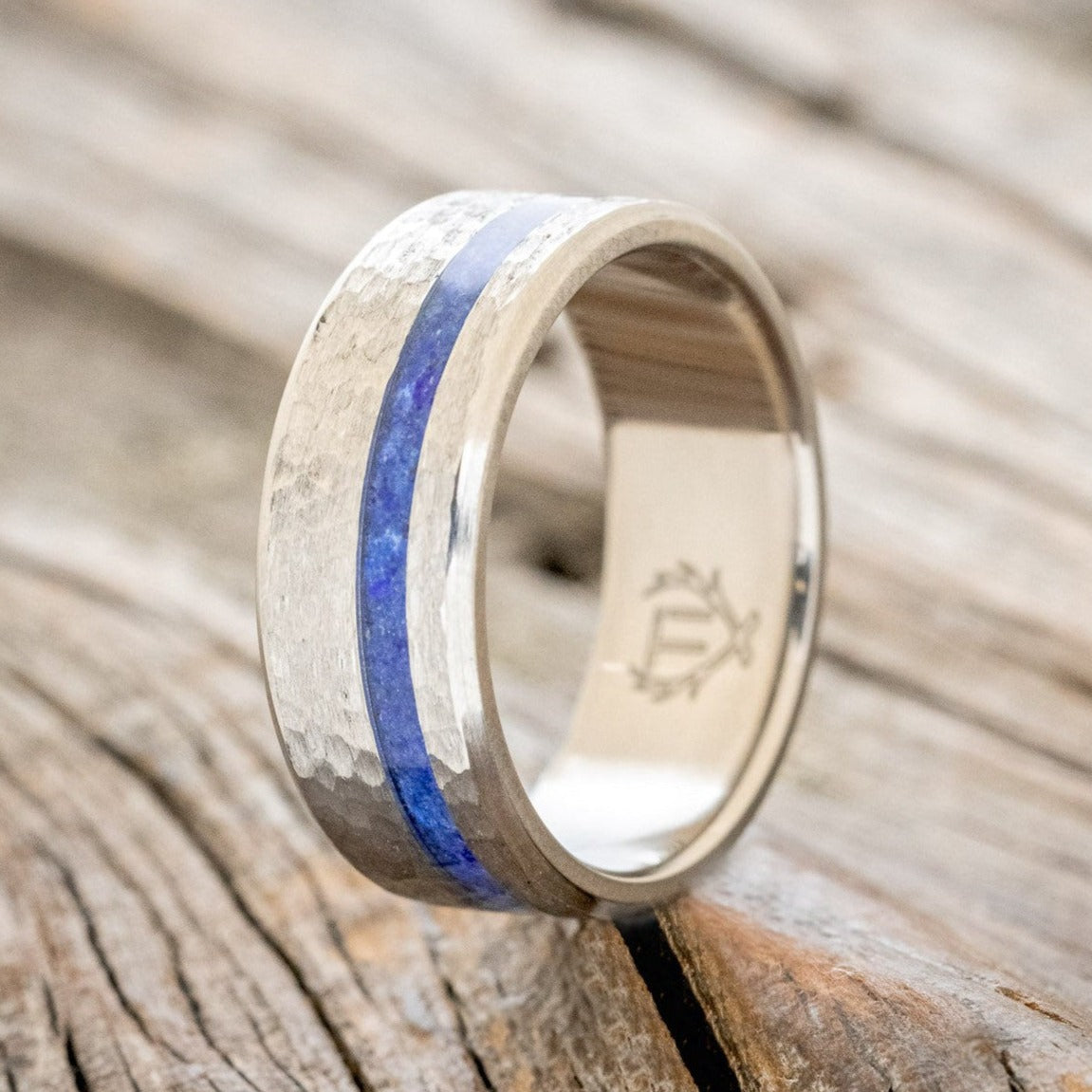 "VERTIGO" - HAMMERED LAPIS LAZULI WEDDING BAND-1