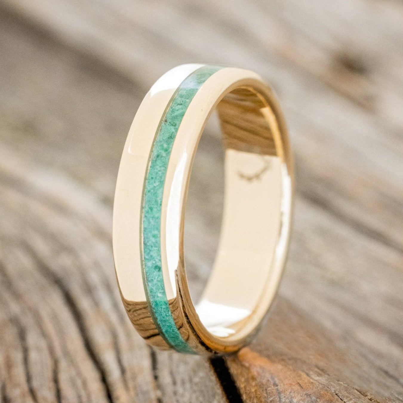 "VERTIGO" - MALACHITE WEDDING RING FEATURING A 14K GOLD BAND-1