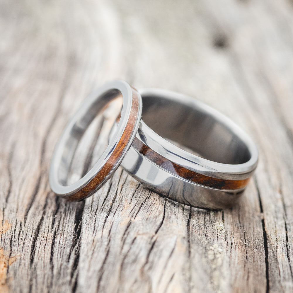 "VERTIGO" - MATCHING SET OF IRONWOOD WEDDING BANDS-1