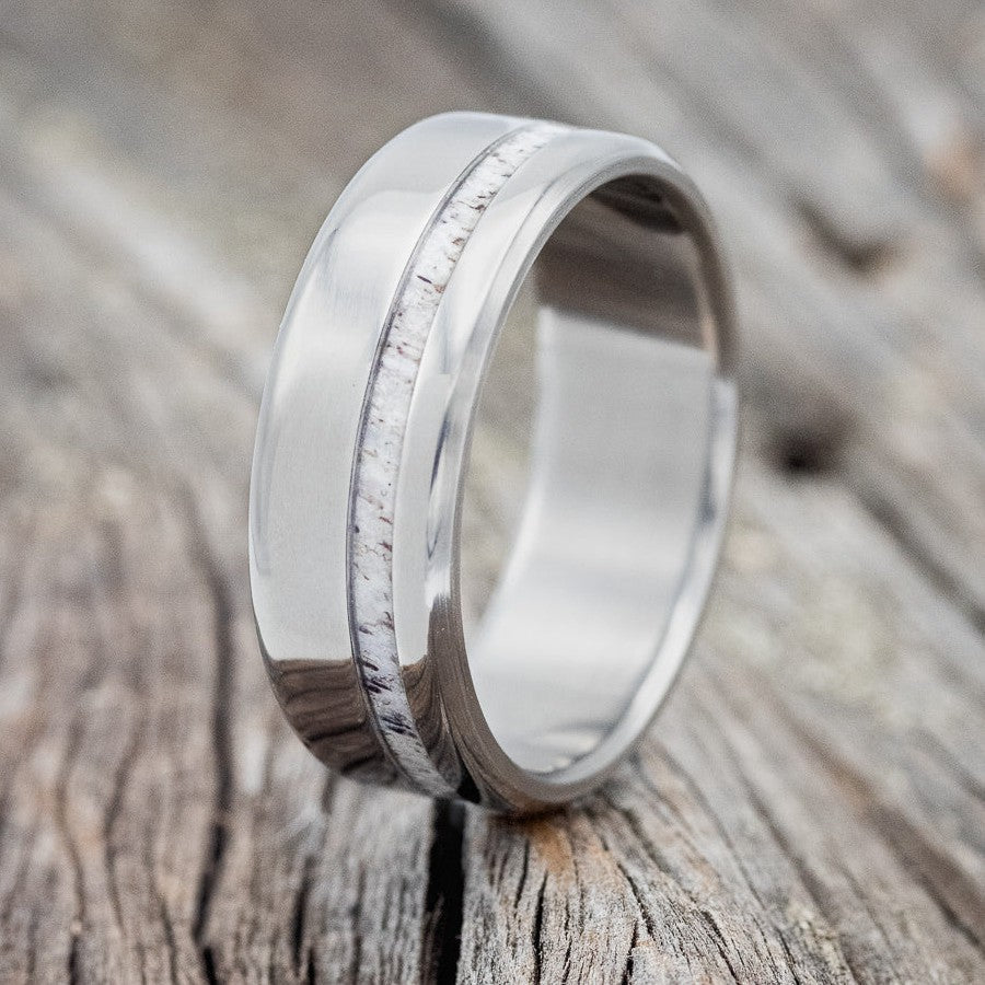 "VERTIGO" - OFFSET ELK ANTLER WEDDING RING-1