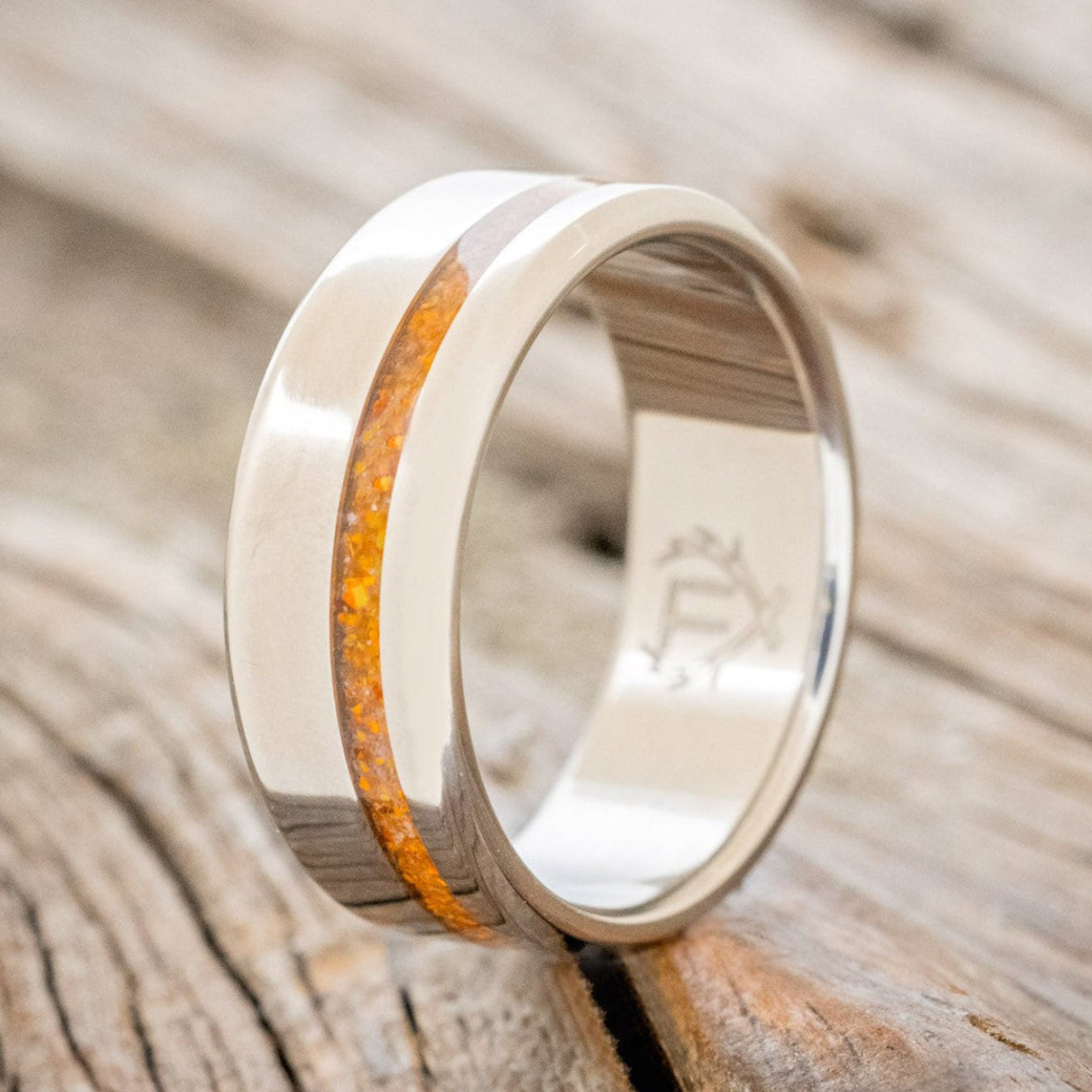 "VERTIGO" - ORANGE OPAL WEDDING RING-1