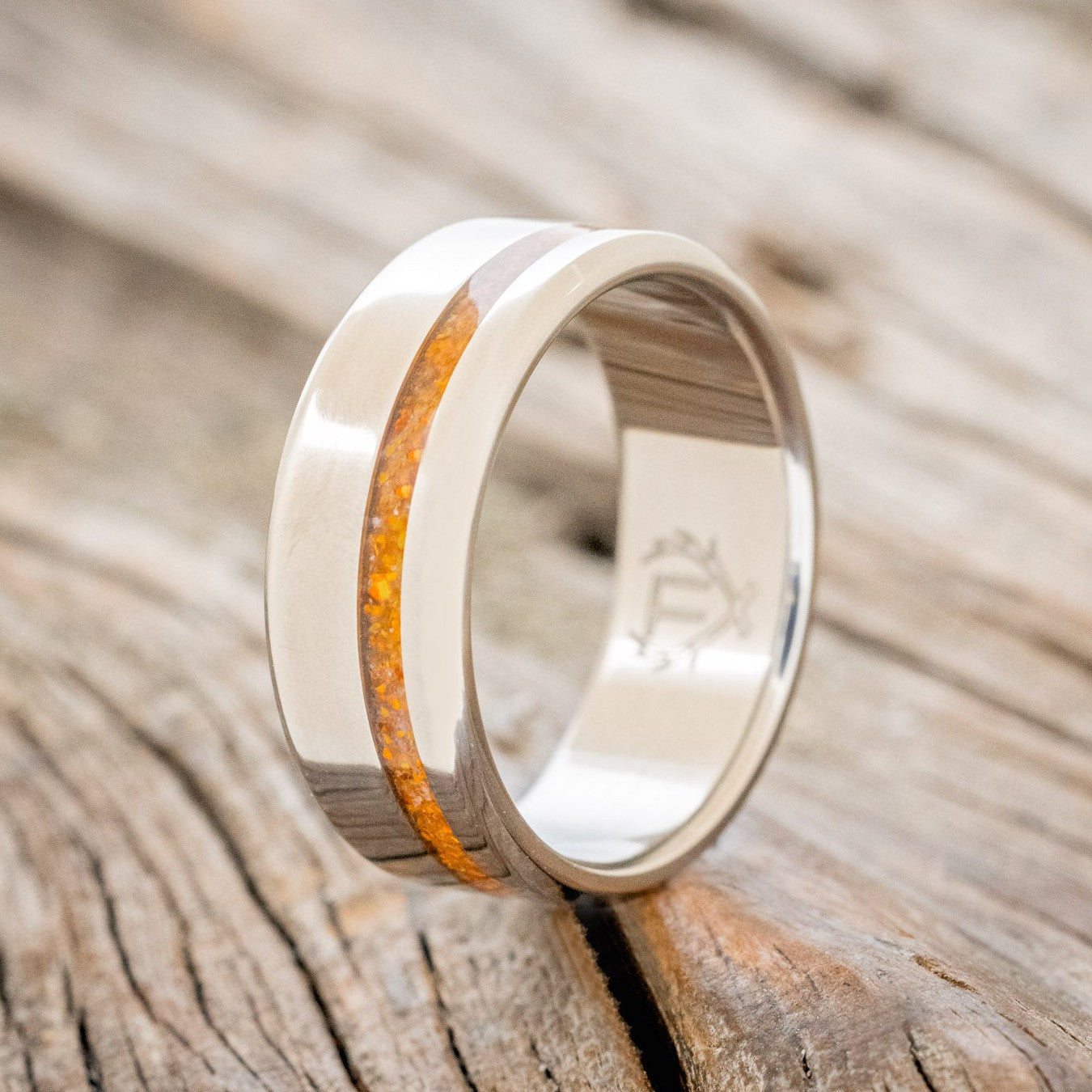 "VERTIGO" - ORANGE OPAL WEDDING RING-1