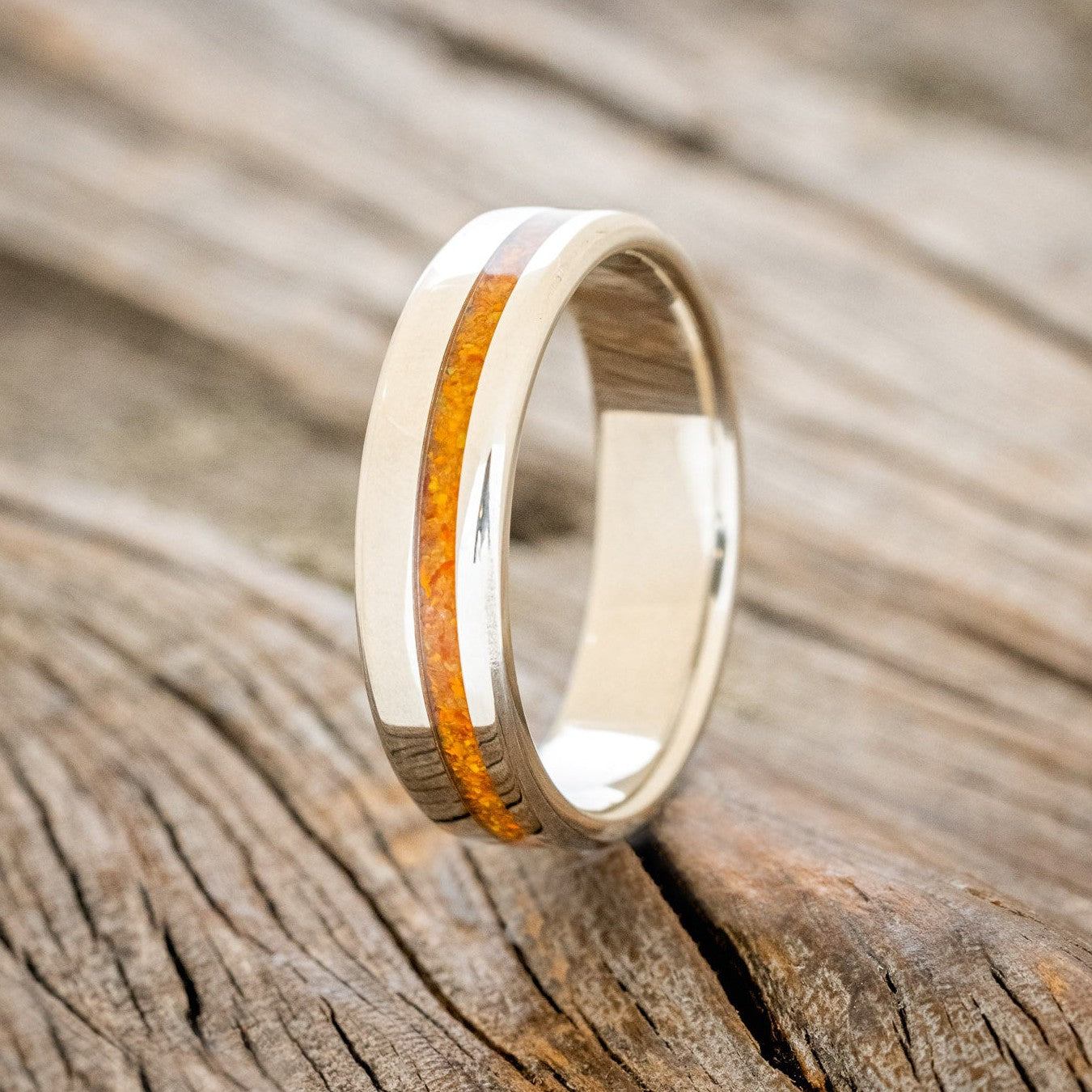 "VERTIGO" - ORANGE OPAL WEDDING RING-1
