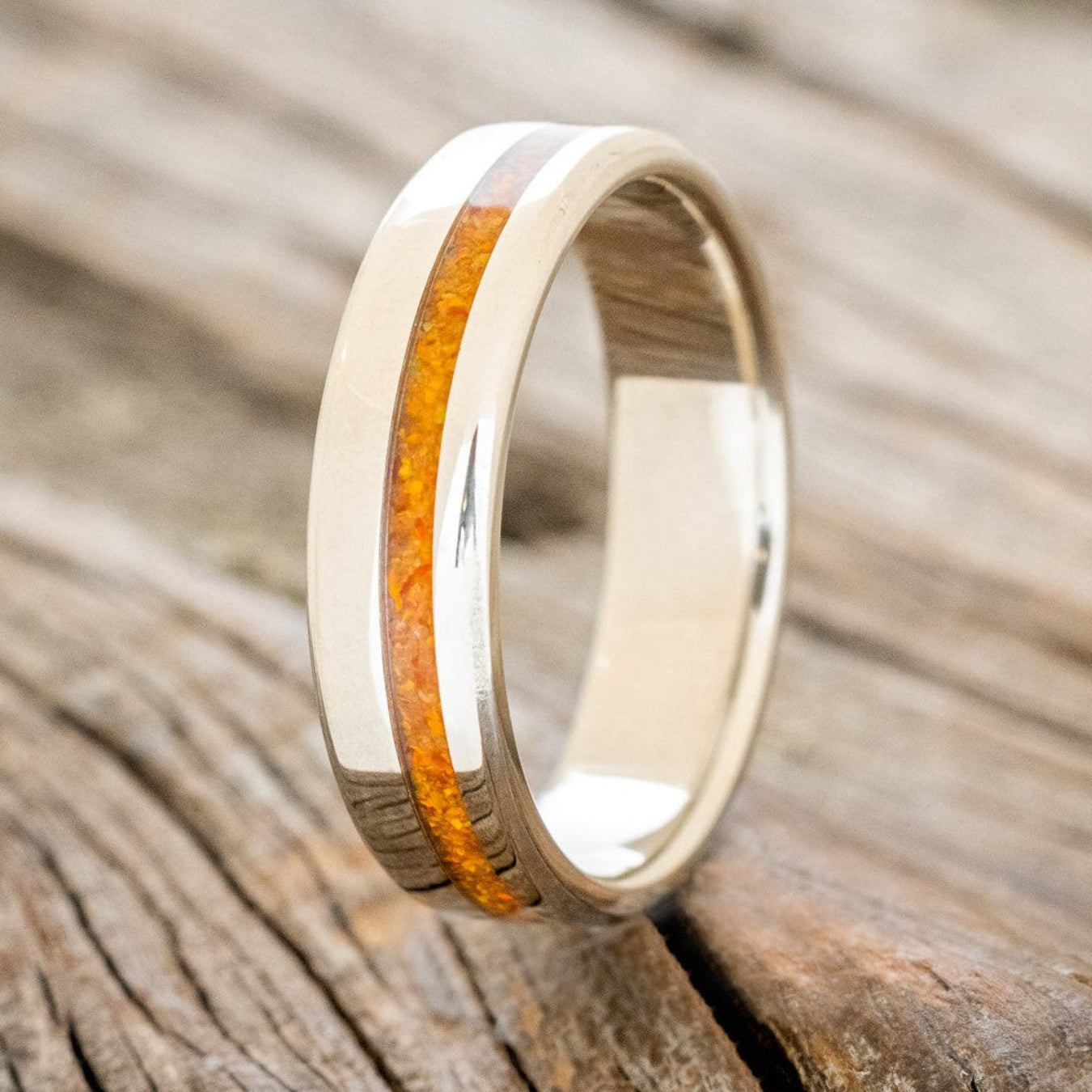 "VERTIGO" - ORANGE OPAL WEDDING RING-1