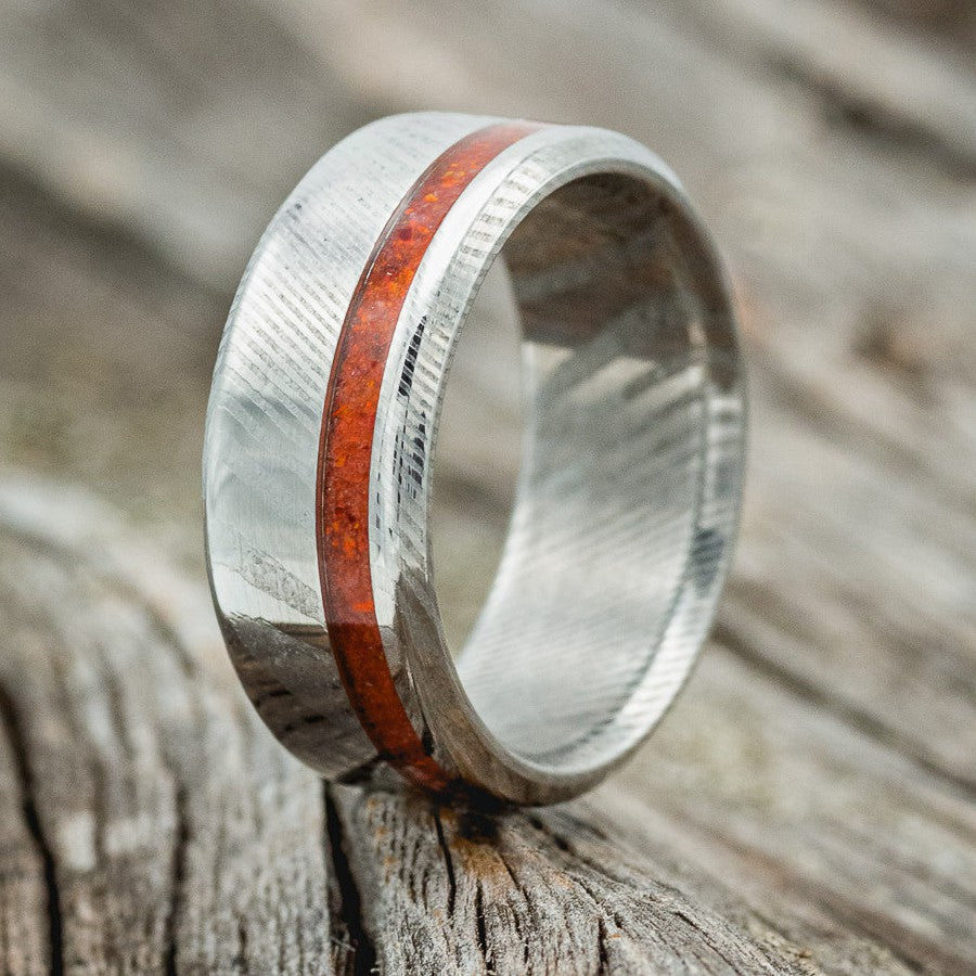 "VERTIGO" - RUBY RED OPAL WEDDING RING-1