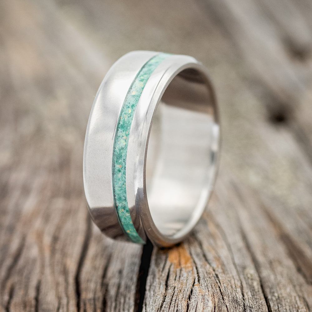 "VERTIGO" - MALACHITE & OPAL MIXED INLAY WEDDING BAND - READY TO SHIP-1
