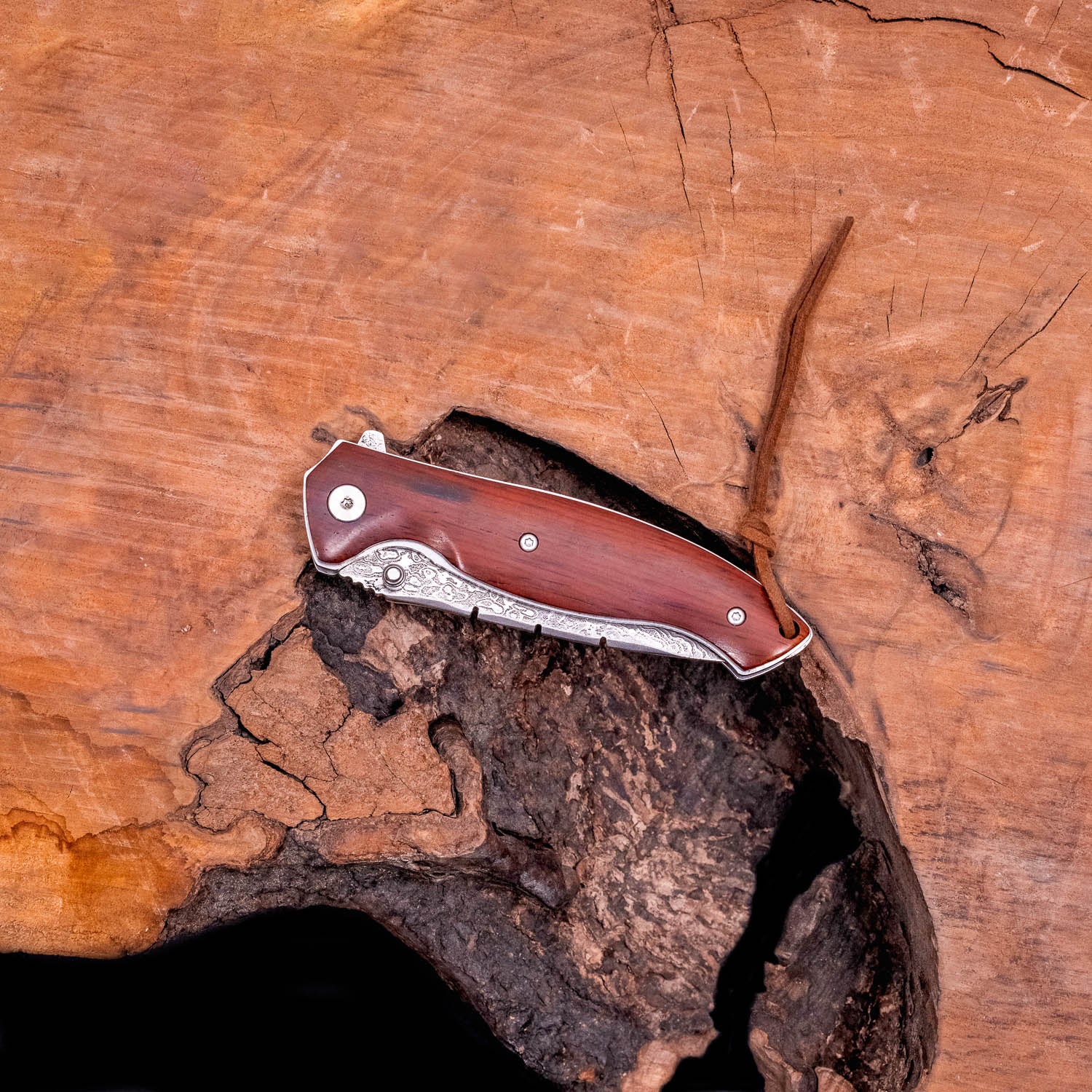 CUSTOM SANDALWOOD & DAMASCUS STEEL KNIFE-2