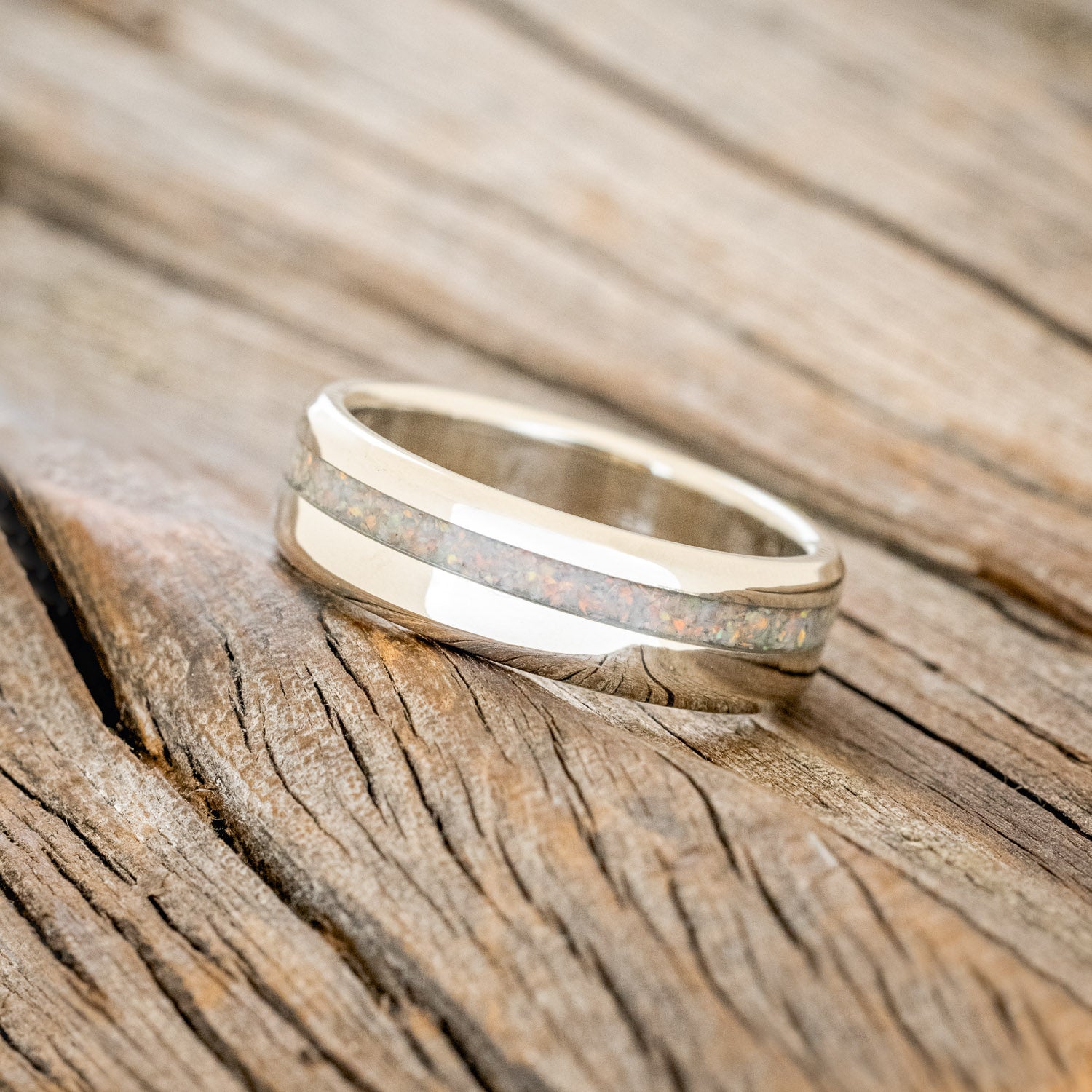 "VERTIGO" - FIRE & ICE OPAL WEDDING BAND-14