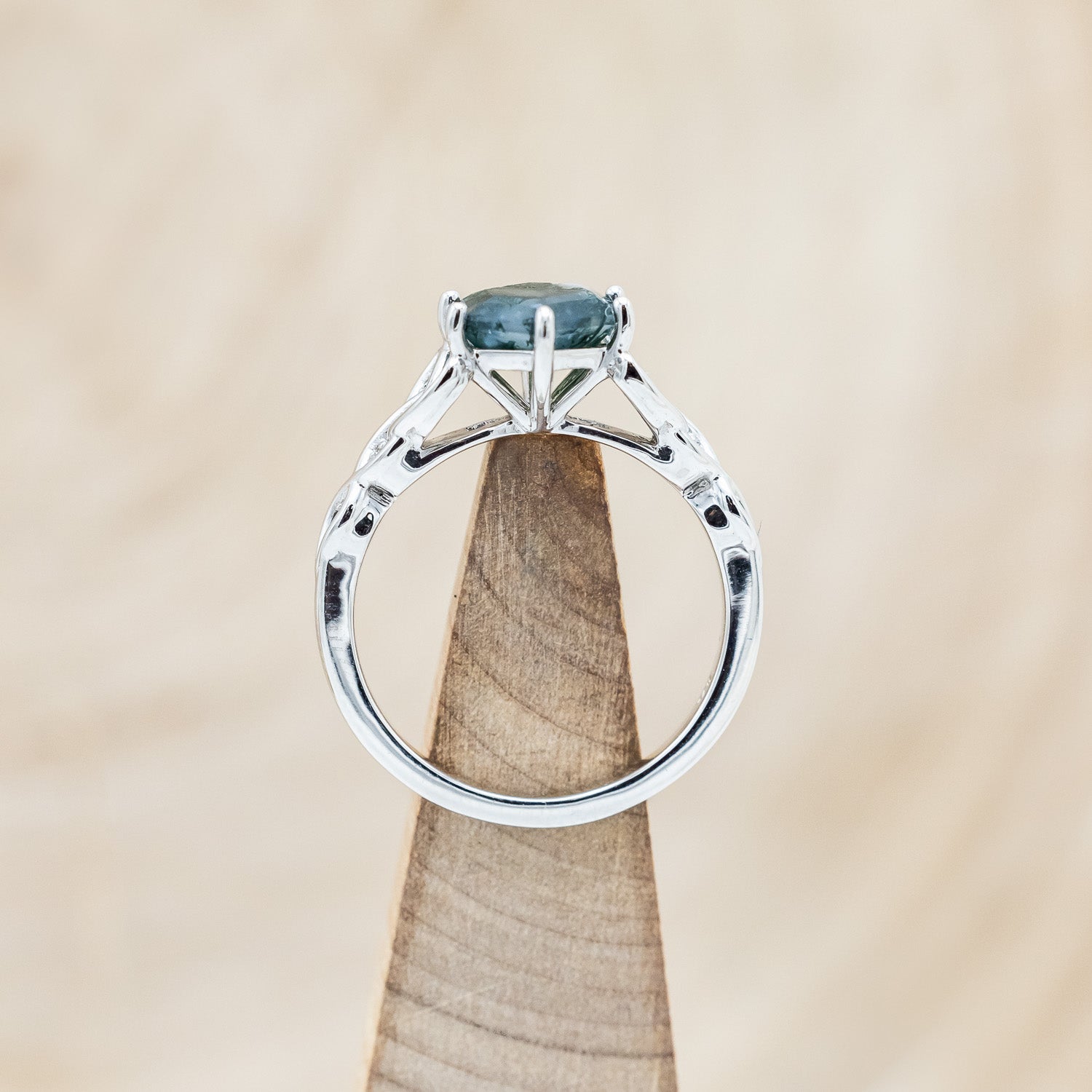 "AIFE" - CELTIC KNOT HEXAGON MOSS AGATE ENGAGEMENT RING & TRACER-Staghead Designs