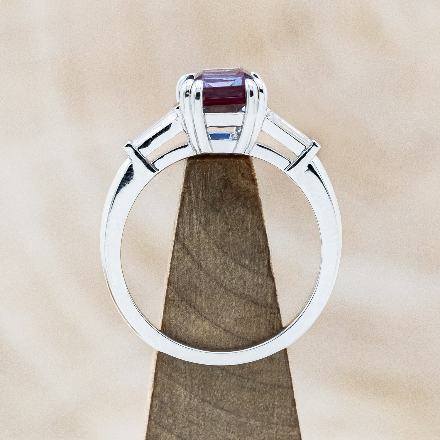 "ALBINA" - EMERALD CUT LAB-GROWN ALEXANDRITE ENGAGEMENT RING WITH LAB-GROWN DIAMOND ACCENTS-6