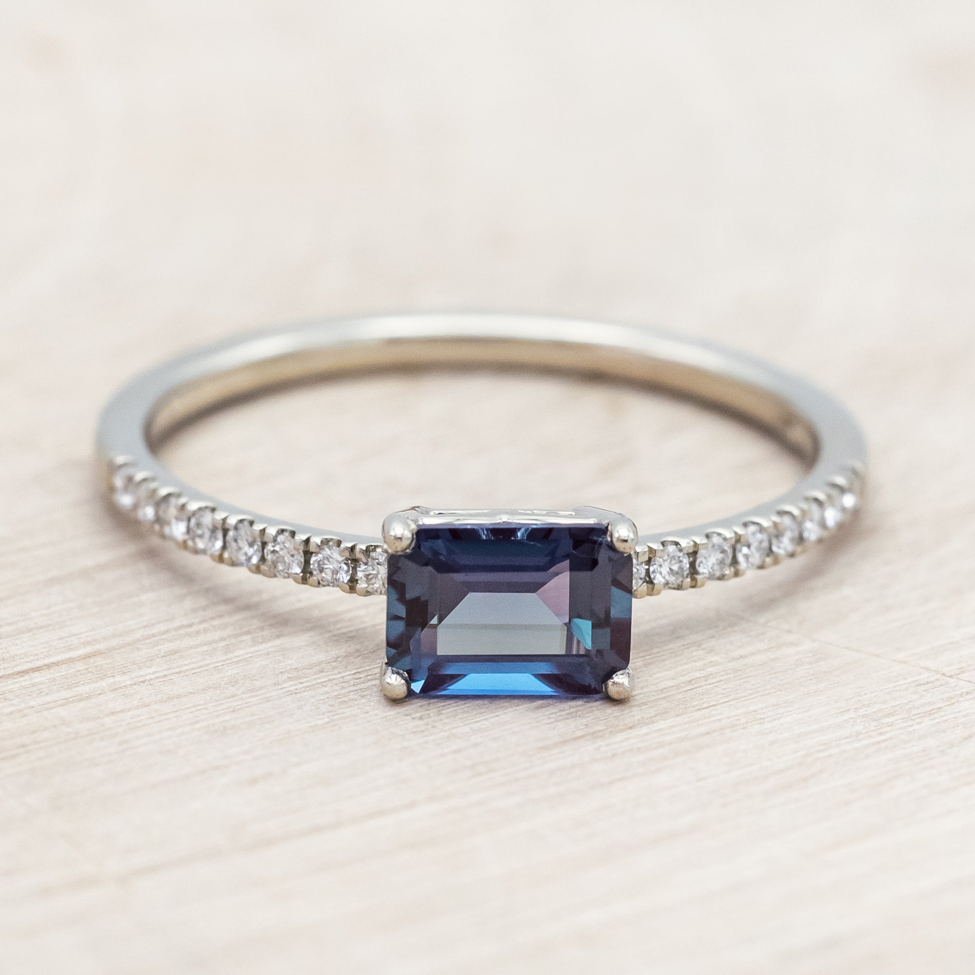 "AMARA" - EMERALD CUT ENGAGEMENT RING WITH DIAMOND ACCENTS-Staghead Designs