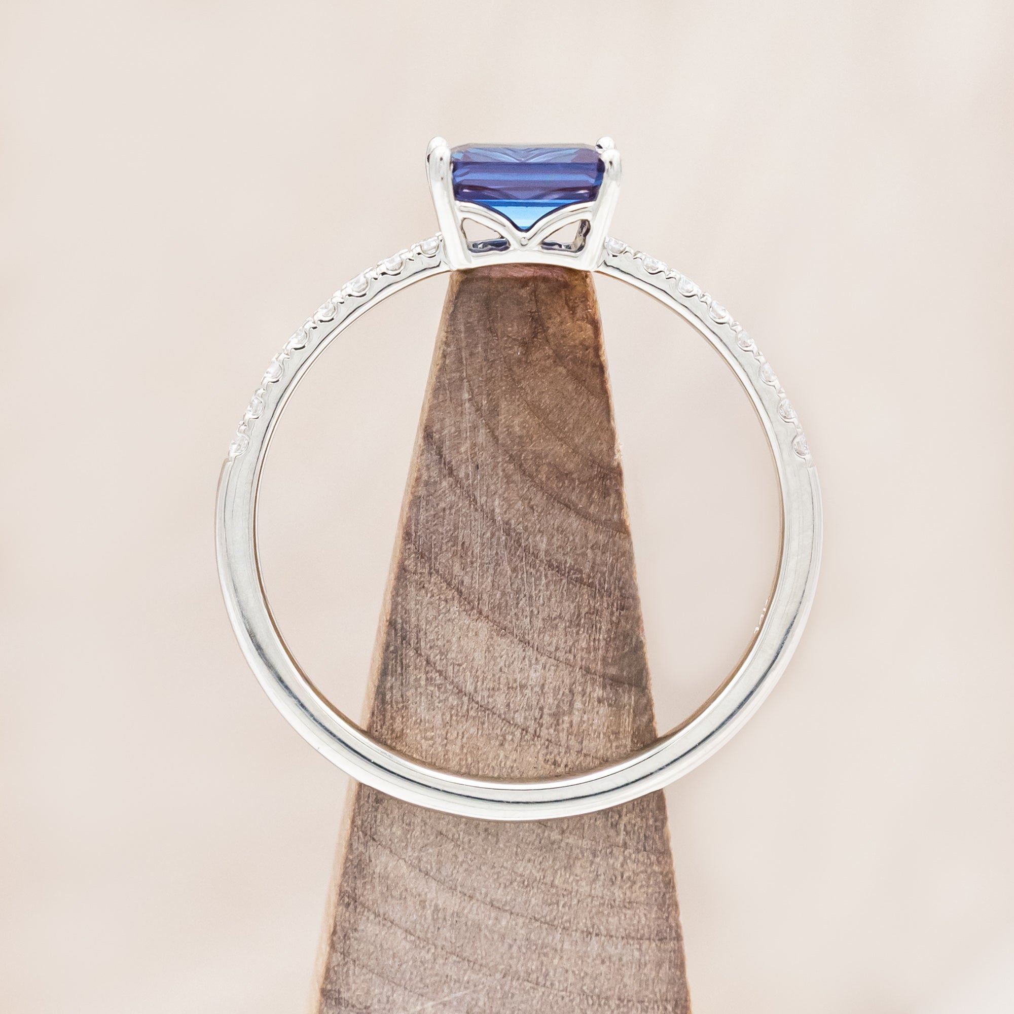 "AMARA" - EMERALD CUT ENGAGEMENT RING WITH DIAMOND ACCENTS-Staghead Designs