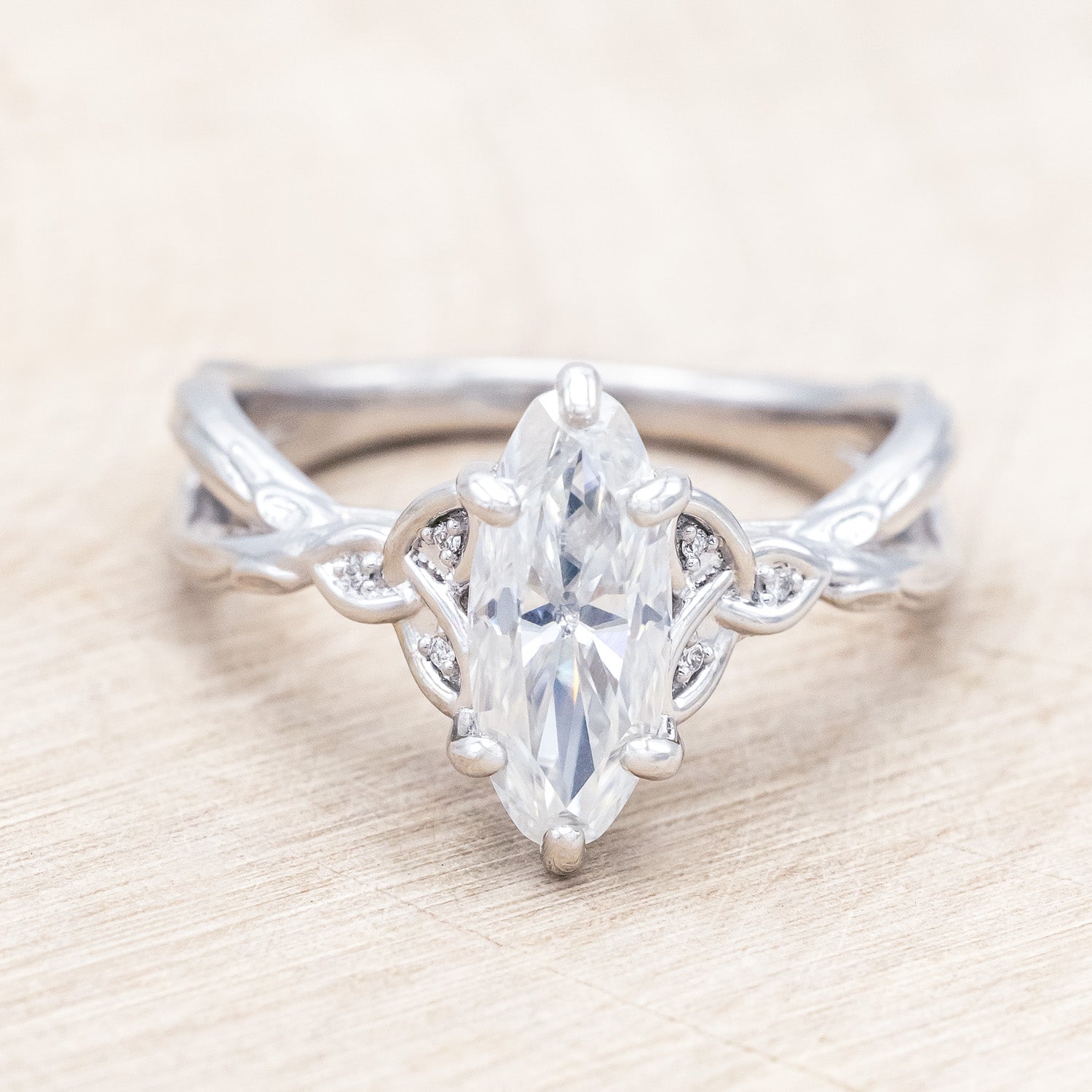 "Amaris" - Celtic knot-style Moissanite women's engagement ring with diamond accents