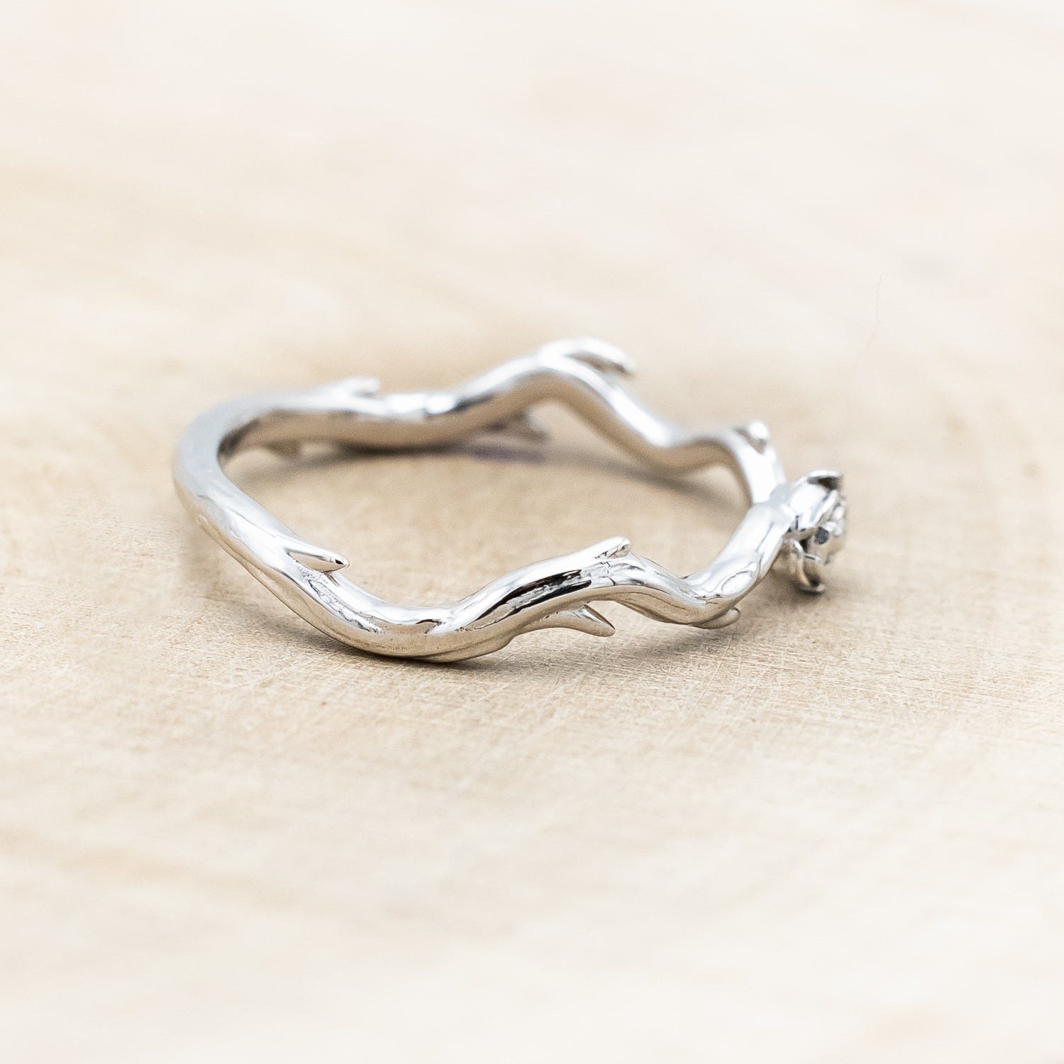 "ARTEMIS ON THE VINE DIVINE" - PEAR CUT MOSS AGATE ENGAGEMENT RING WITH DIAMOND ACCENTS & A "BRIAR" TRACER-Staghead Designs