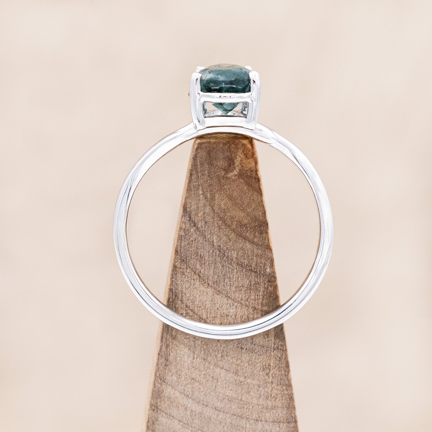 "ARTEMIS" - PEAR CUT MOSS AGATE ENGAGEMENT RING-Staghead Designs