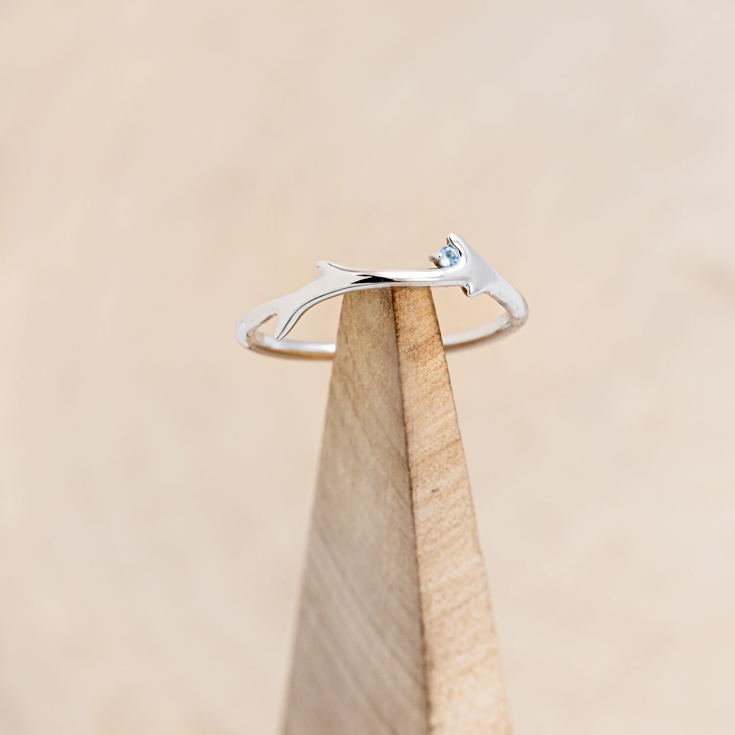 "ARTEMIS" STACKER - ANTLER-STYLE STACKING BAND WITH A BIRTHSTONE ACCENT-7