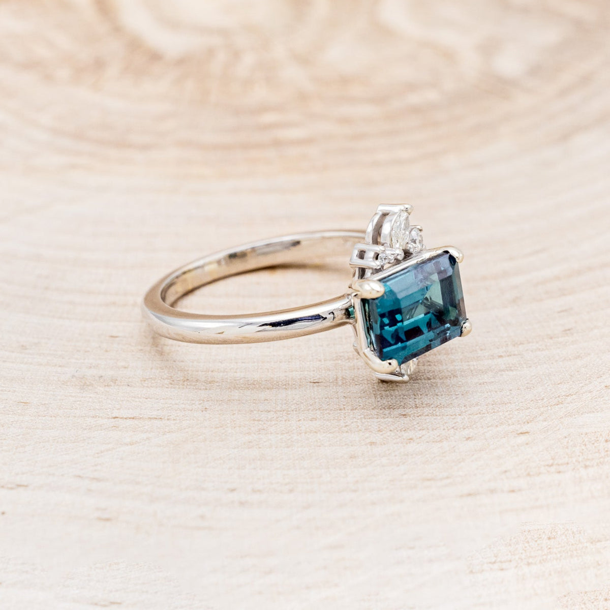 "AURAE" - EMERALD CUT LAB-GROWN ALEXANDRITE ENGAGEMENT RING WITH DIAMOND ACCENTS-8