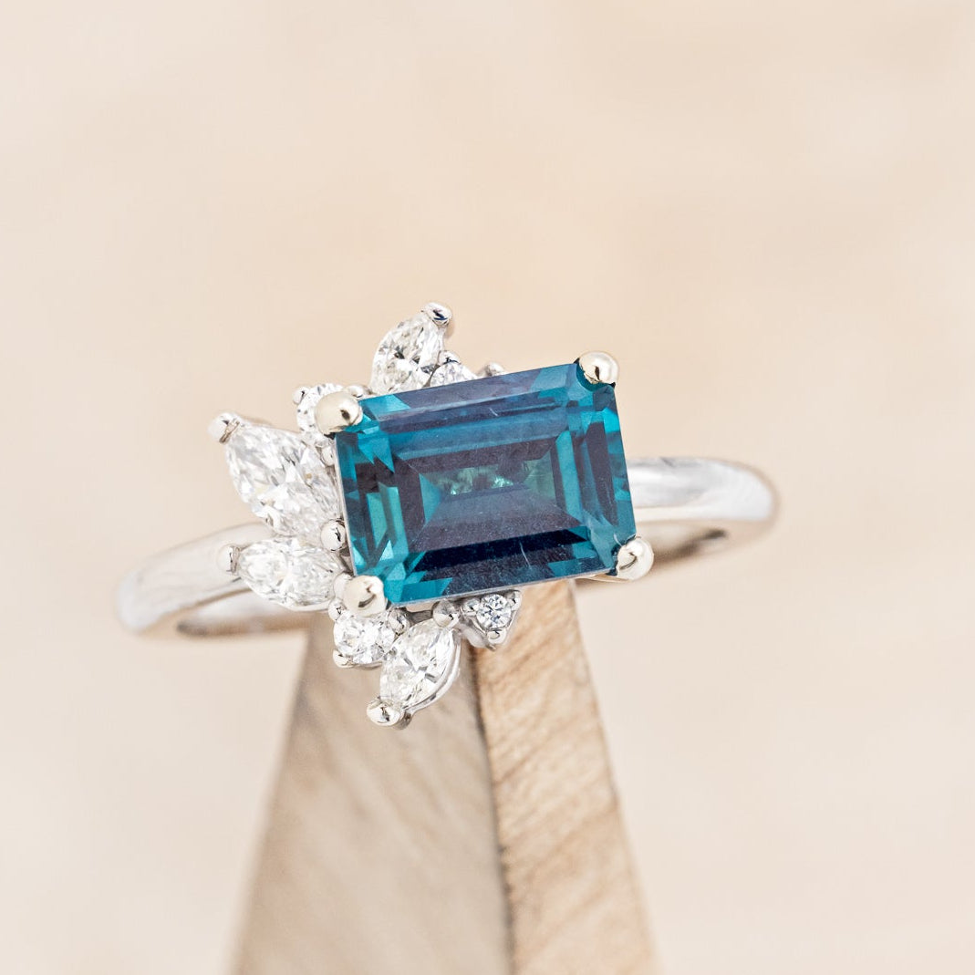 "AURAE" - EMERALD CUT LAB-GROWN ALEXANDRITE ENGAGEMENT RING WITH DIAMOND ACCENTS-7