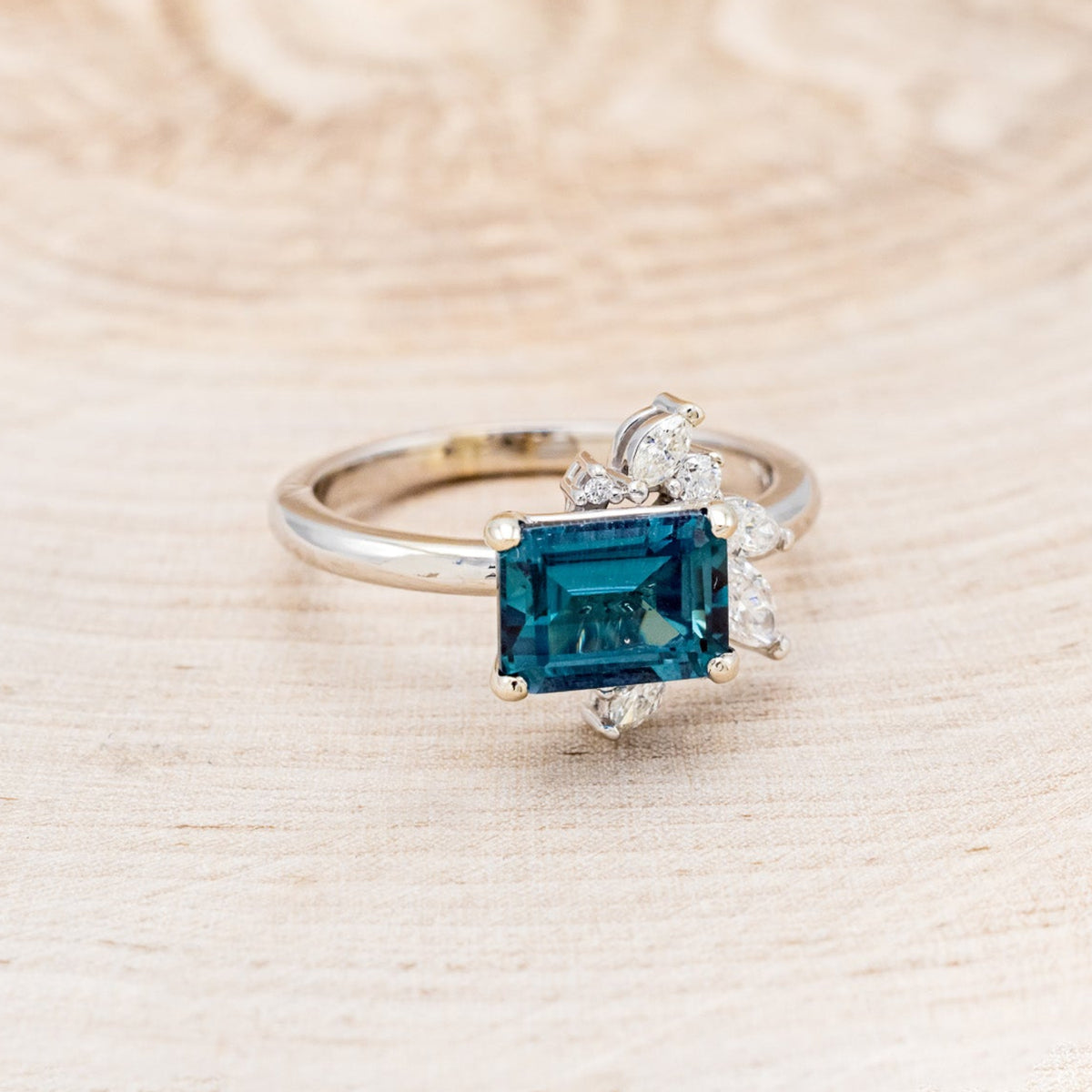 "AURAE" - EMERALD CUT LAB-GROWN ALEXANDRITE ENGAGEMENT RING WITH DIAMOND ACCENTS-10