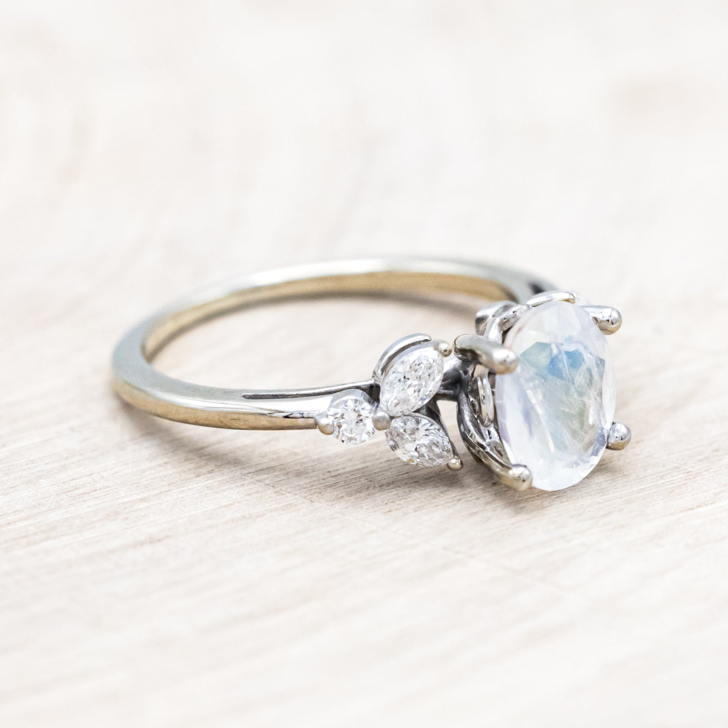"BLOSSOM" - OVAL CUT ENGAGEMENT RING WITH DIAMOND ACCENTS-Staghead Designs