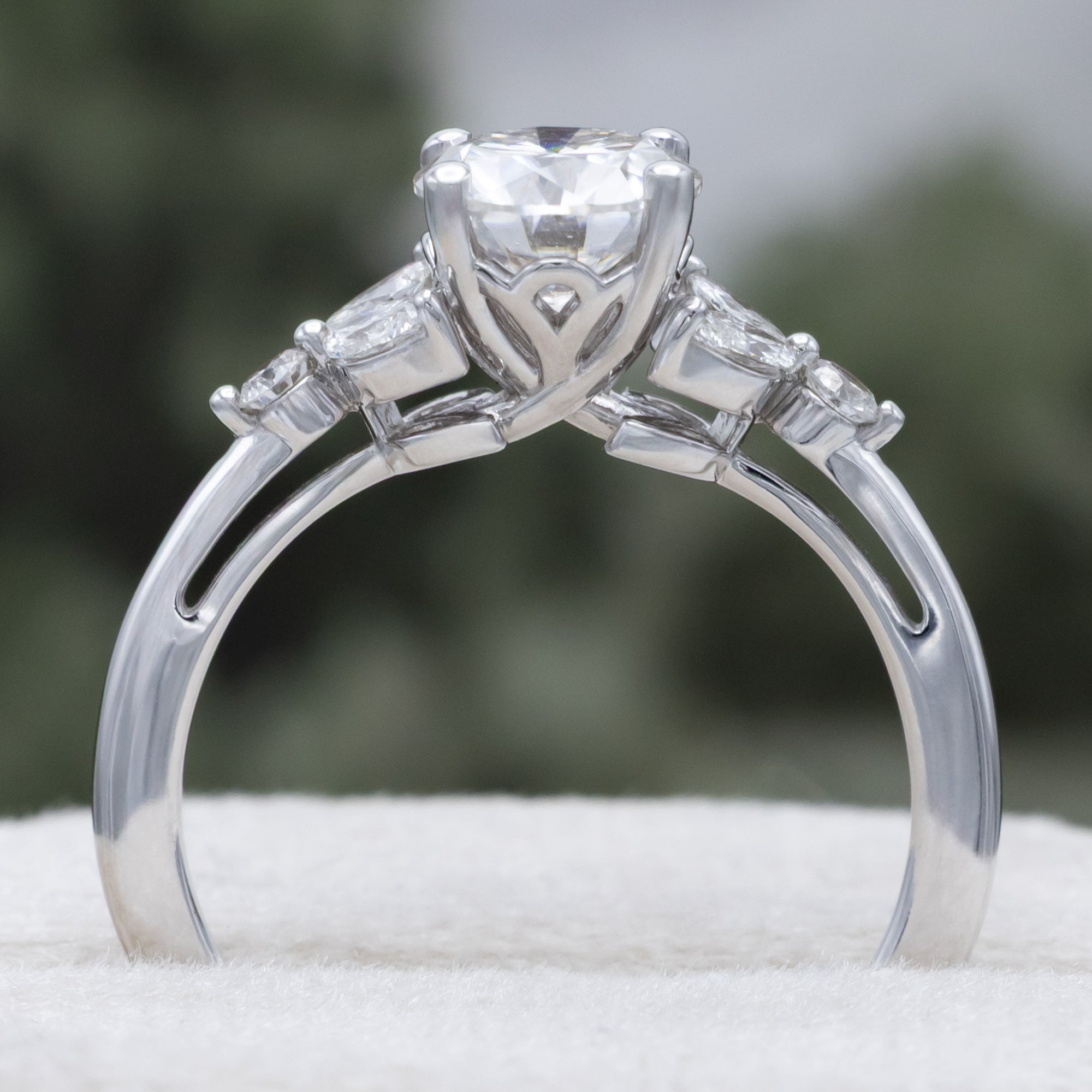 "BLOSSOM" - ROUND CUT ENGAGEMENT RING WITH DIAMOND ACCENTS-Staghead Designs