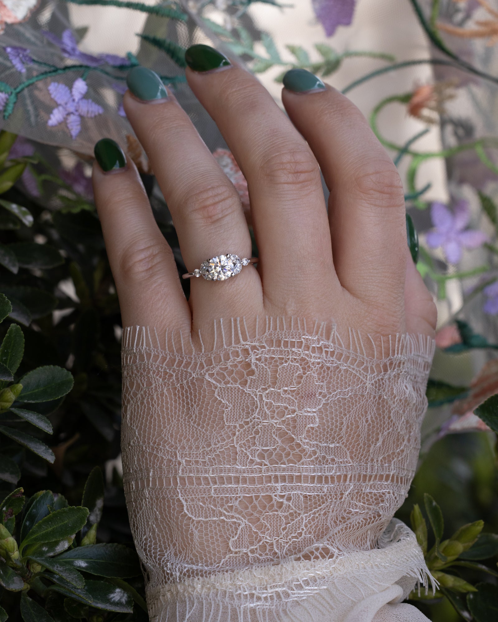 "BLOSSOM" - ROUND CUT ENGAGEMENT RING WITH DIAMOND ACCENTS-Staghead Designs