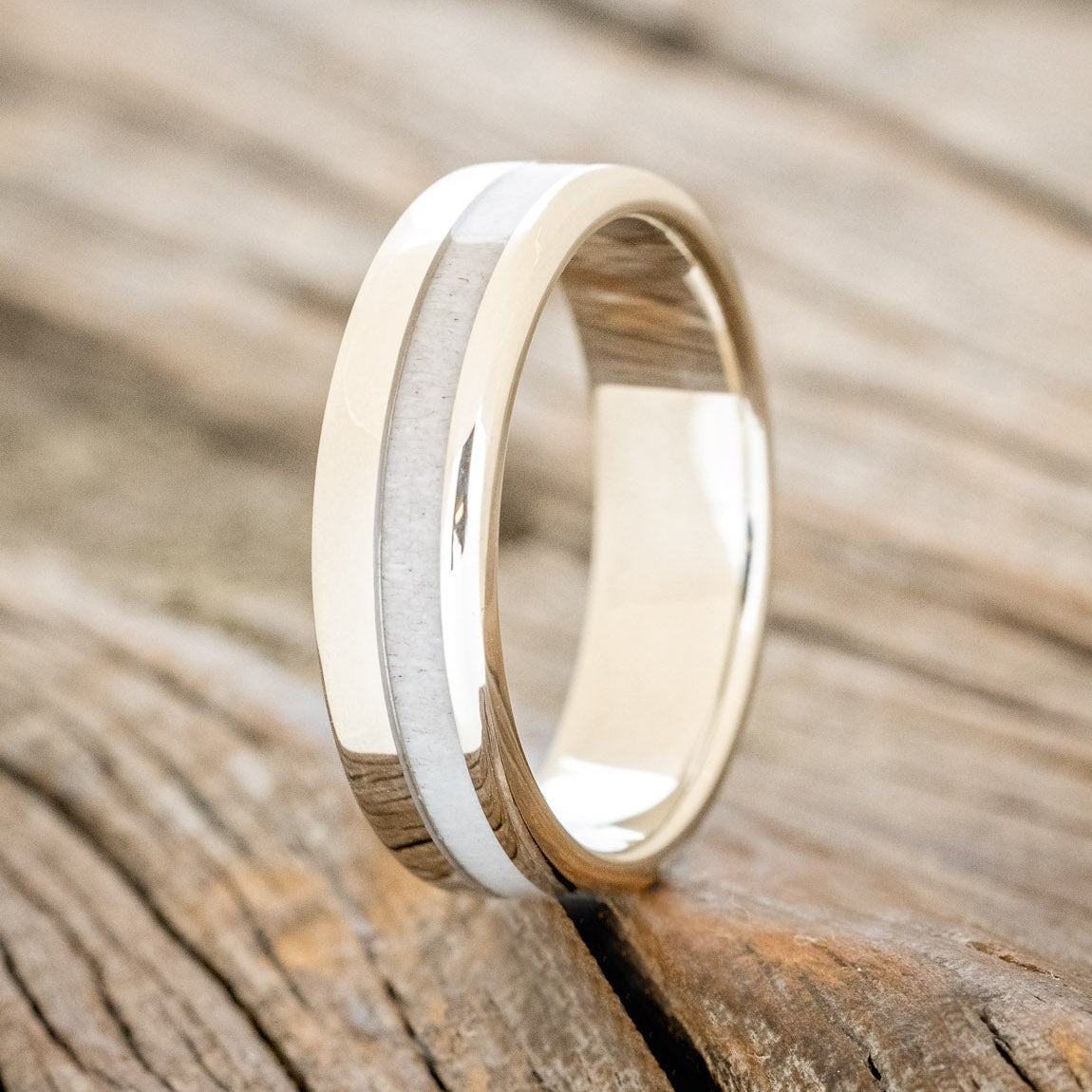 "Castor" - Offset Antler Wedding Ring-Staghead Designs