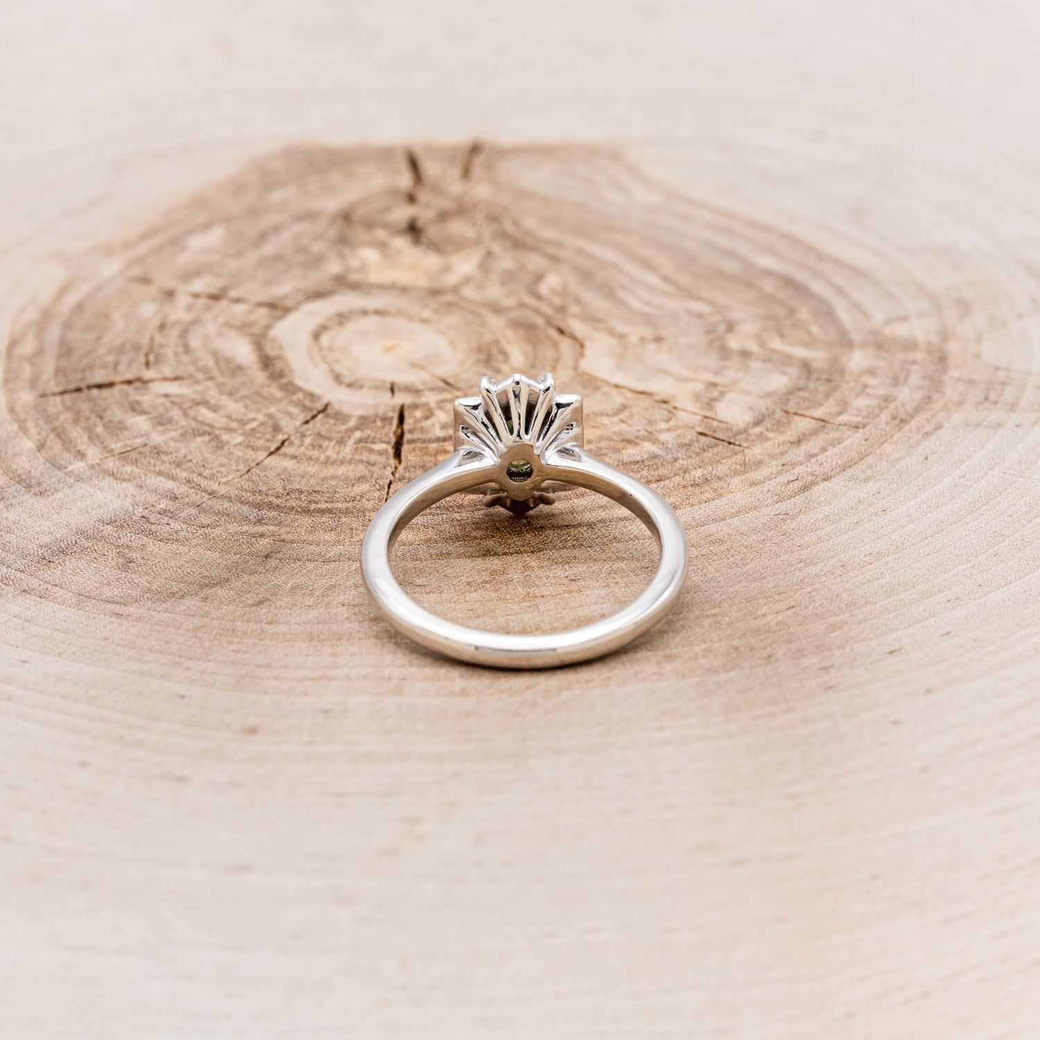 "CLEOPATRA" - OVAL MOSS AGATE ENGAGEMENT RING WITH DIAMOND ACCENTS & TRACER-11