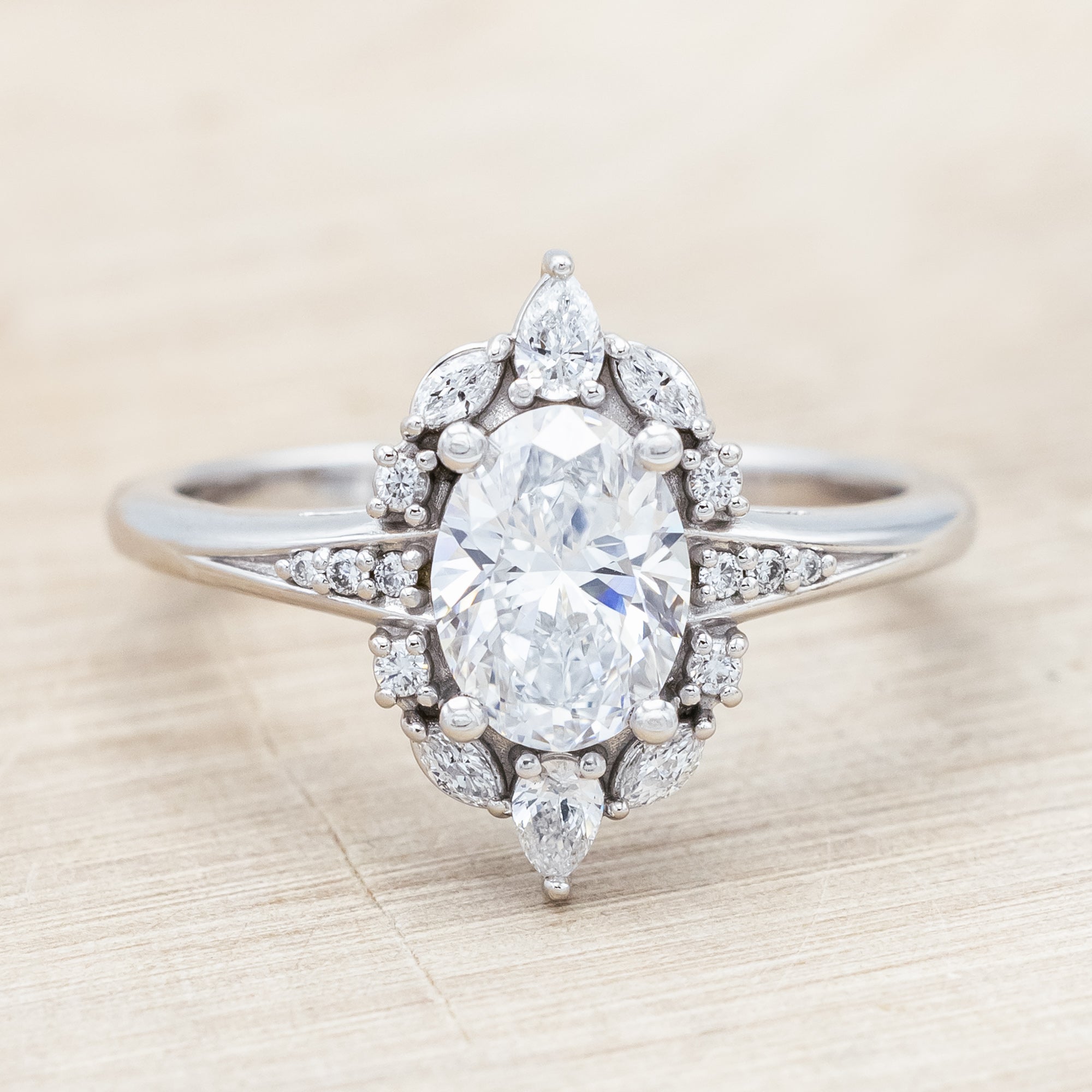"COSETTE" - OVAL CUT LAB-GROWN DIAMOND ENGAGEMENT RING WITH LAB-GROWN DIAMOND ACCENTS-Staghead Designs