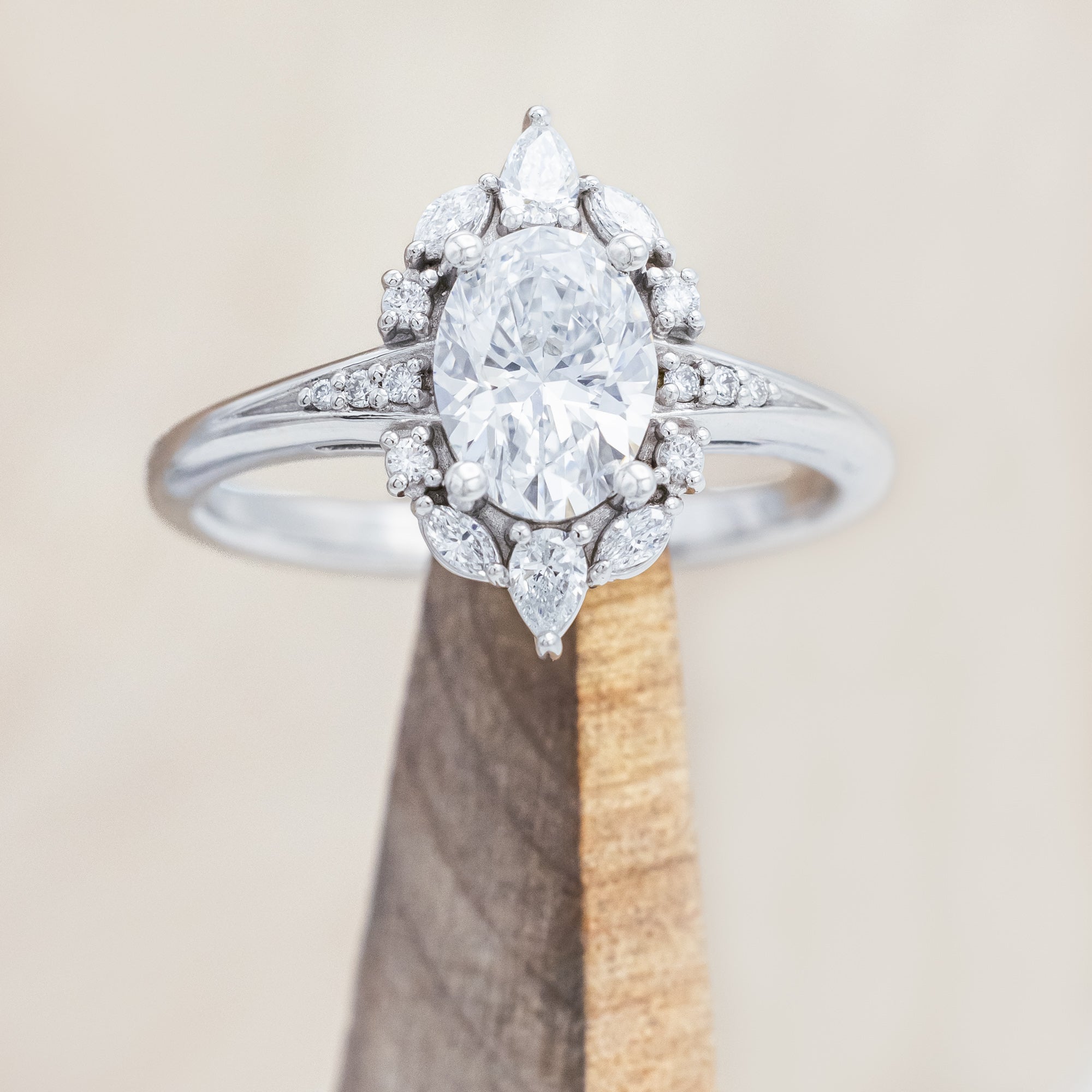"COSETTE" - OVAL CUT LAB-GROWN DIAMOND ENGAGEMENT RING WITH LAB-GROWN DIAMOND ACCENTS-Staghead Designs