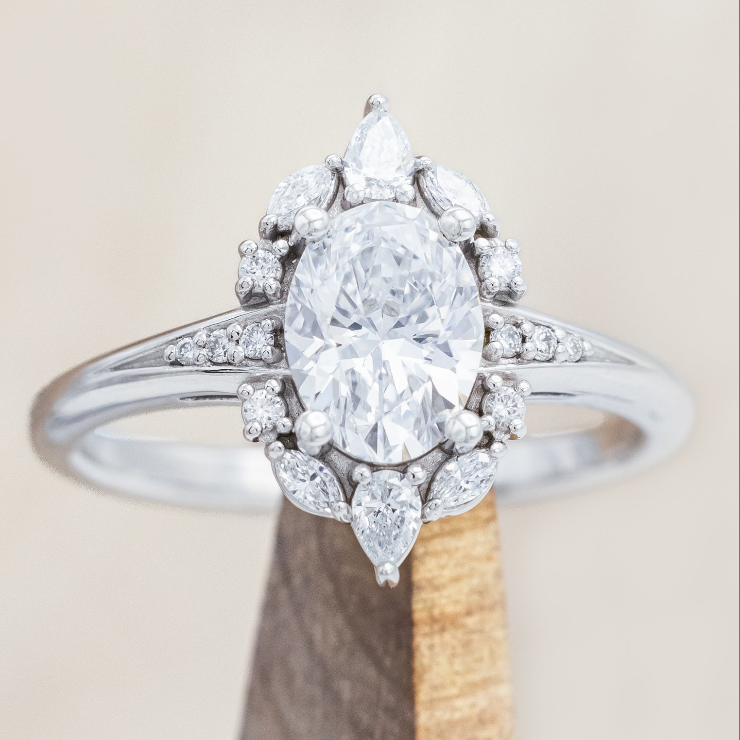 "COSETTE" - OVAL CUT LAB-GROWN DIAMOND ENGAGEMENT RING WITH LAB-GROWN DIAMOND ACCENTS-Staghead Designs