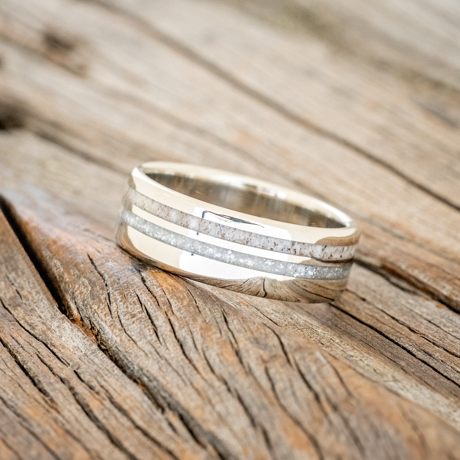 "COSMO" - DIAMOND DUST & ANTLER WEDDING BAND-11