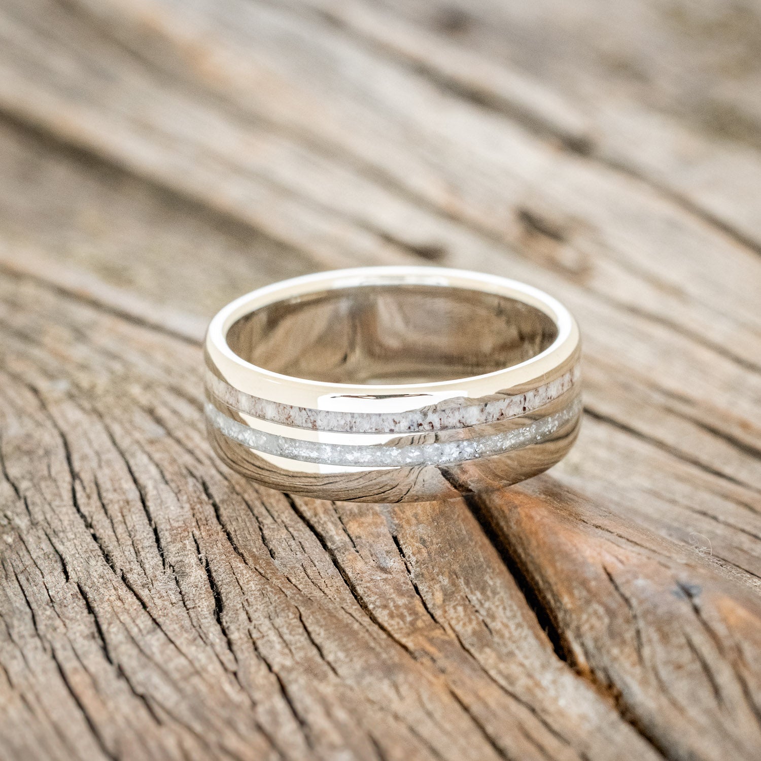 "COSMO" - DIAMOND DUST & ANTLER WEDDING BAND-12